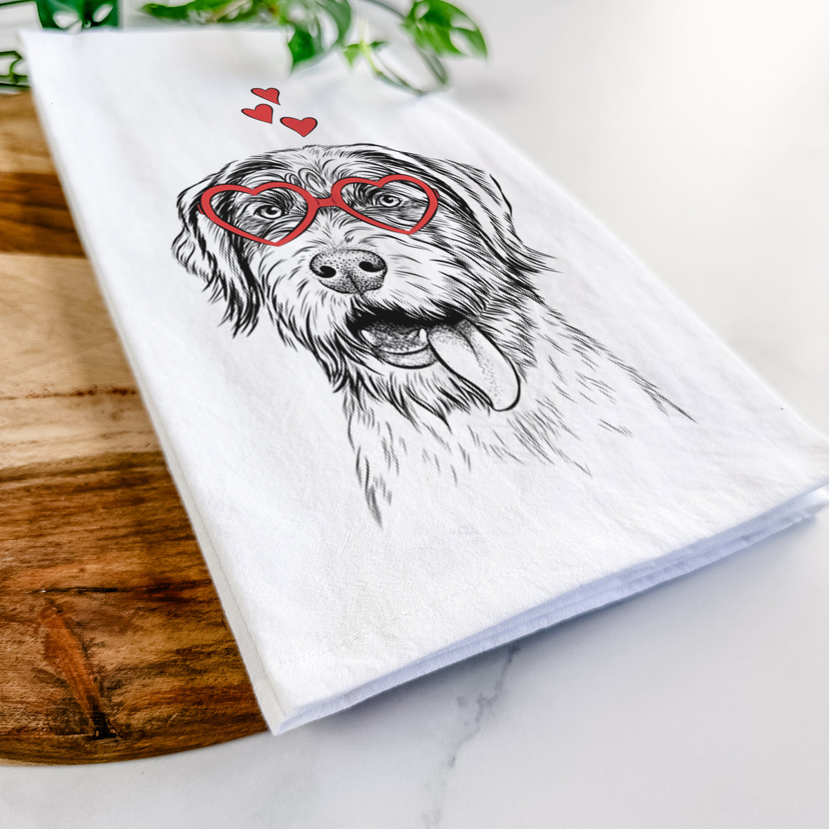 Hazel the German Wirehaired Pointer Mix Tea Towel