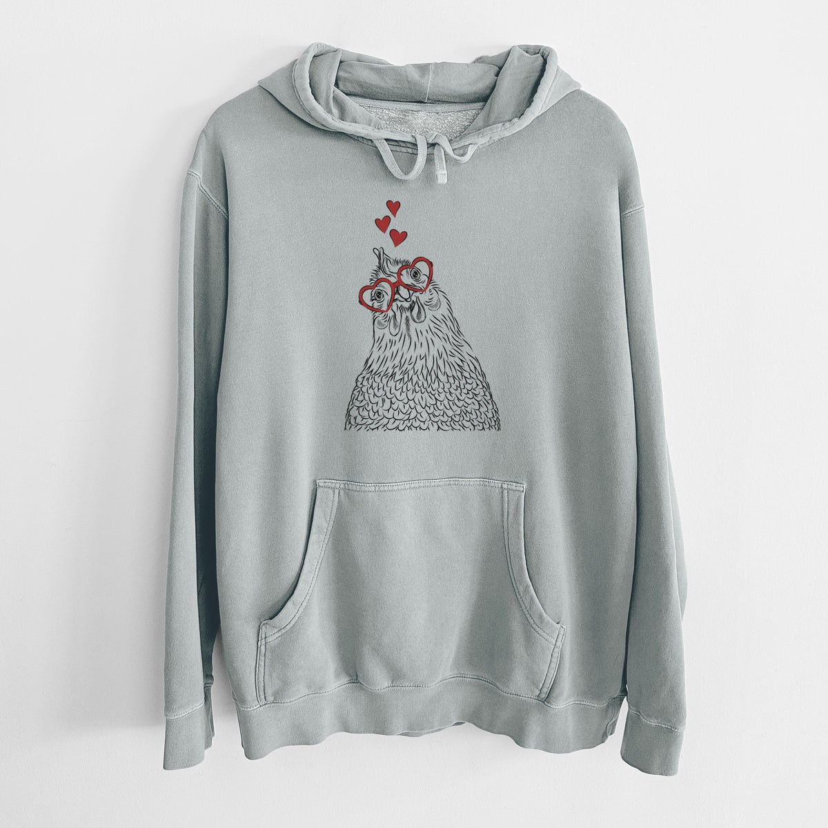 Valentine Henrietta the Chicken - Unisex Pigment Dyed Hoodie