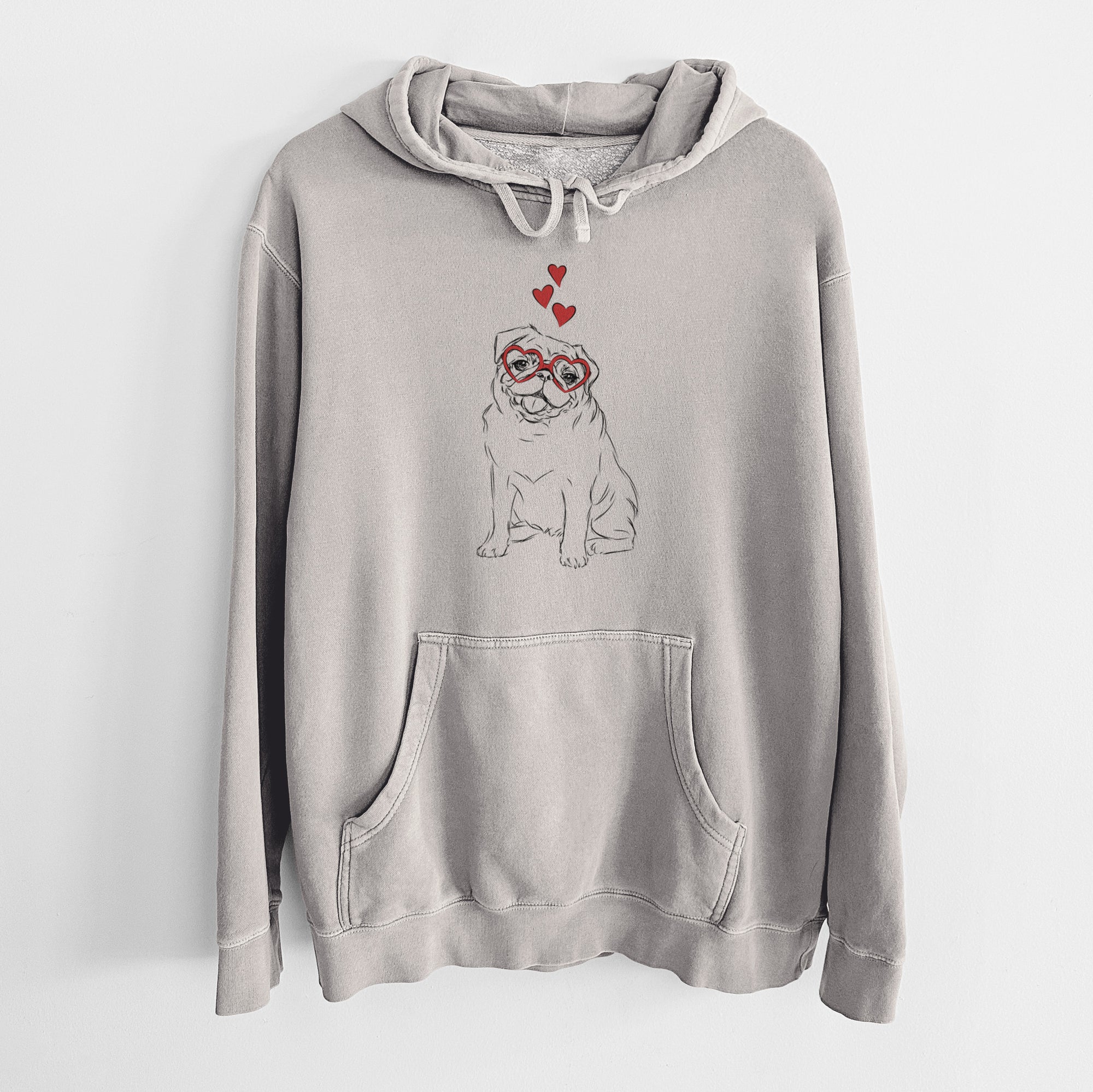 Valentine Higgins the Pug - Unisex Pigment Dyed Hoodie