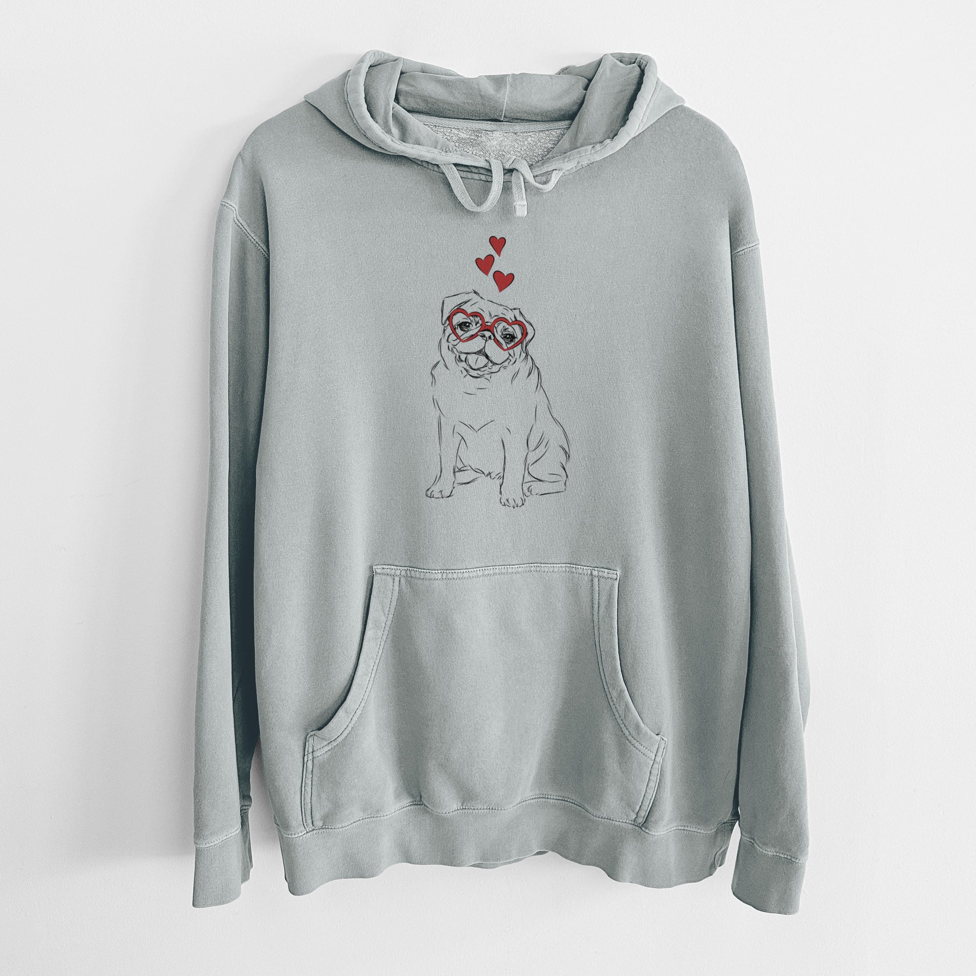 Valentine Higgins the Pug - Unisex Pigment Dyed Hoodie