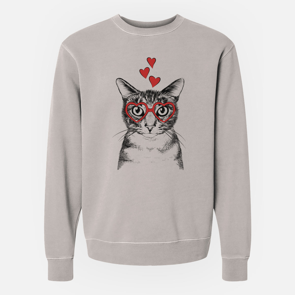 Valentine Hobbes the Tabby Cat - Unisex Pigment Dyed Crew Sweatshirt