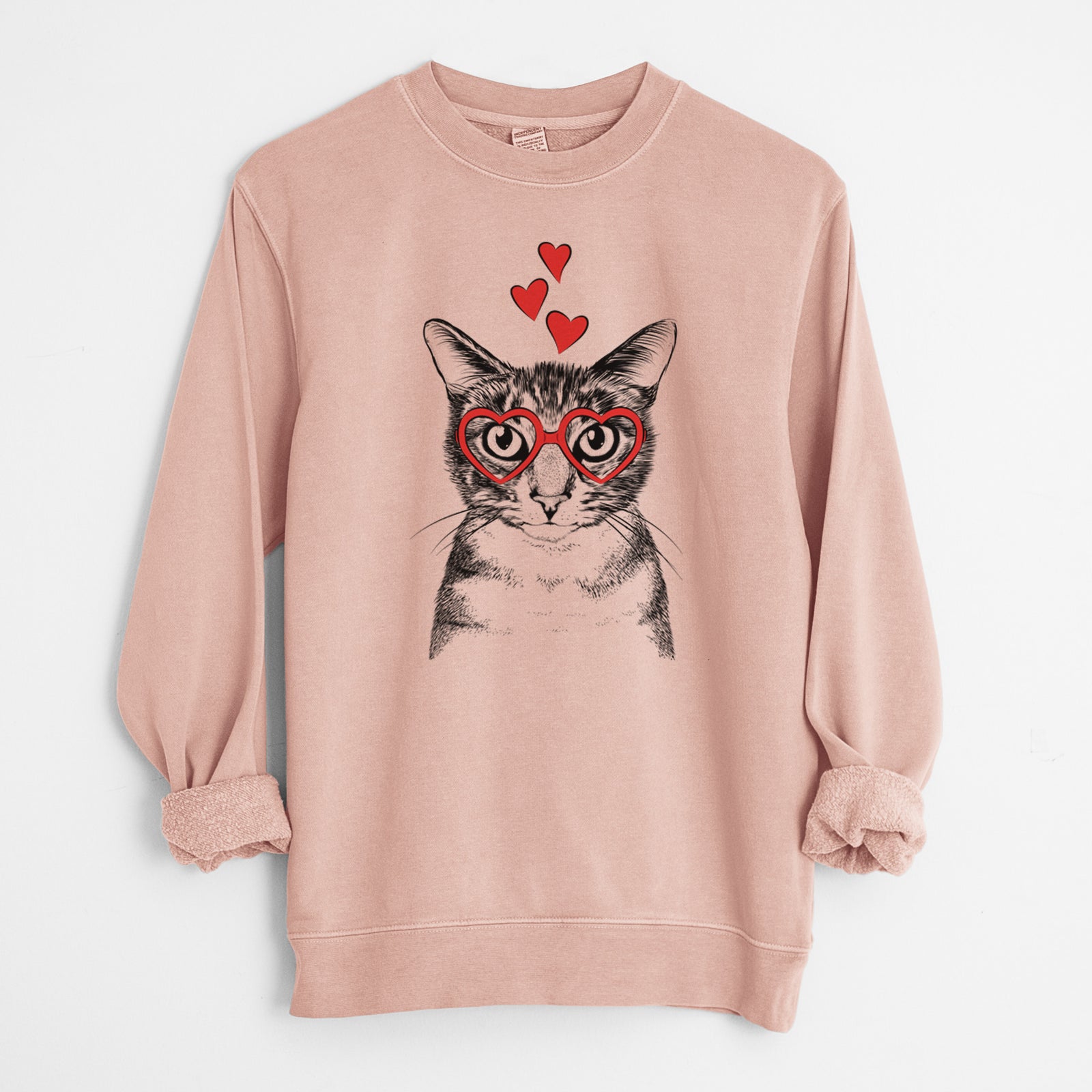 Valentine Hobbes the Tabby Cat - Unisex Pigment Dyed Crew Sweatshirt