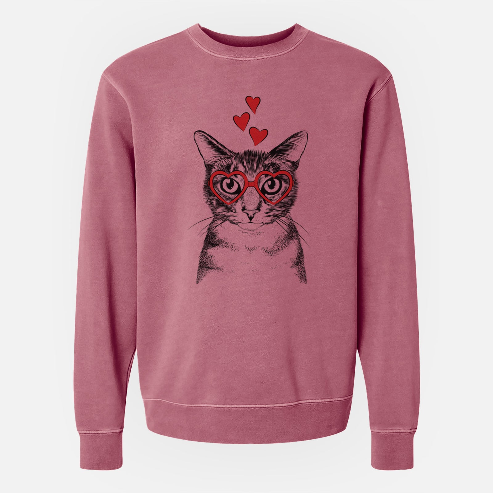 Valentine Hobbes the Tabby Cat - Unisex Pigment Dyed Crew Sweatshirt