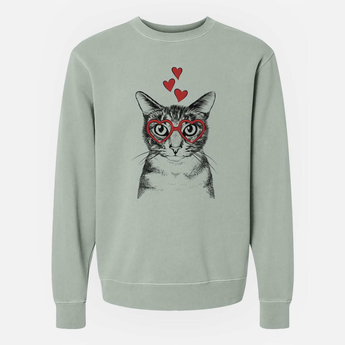 Valentine Hobbes the Tabby Cat - Unisex Pigment Dyed Crew Sweatshirt
