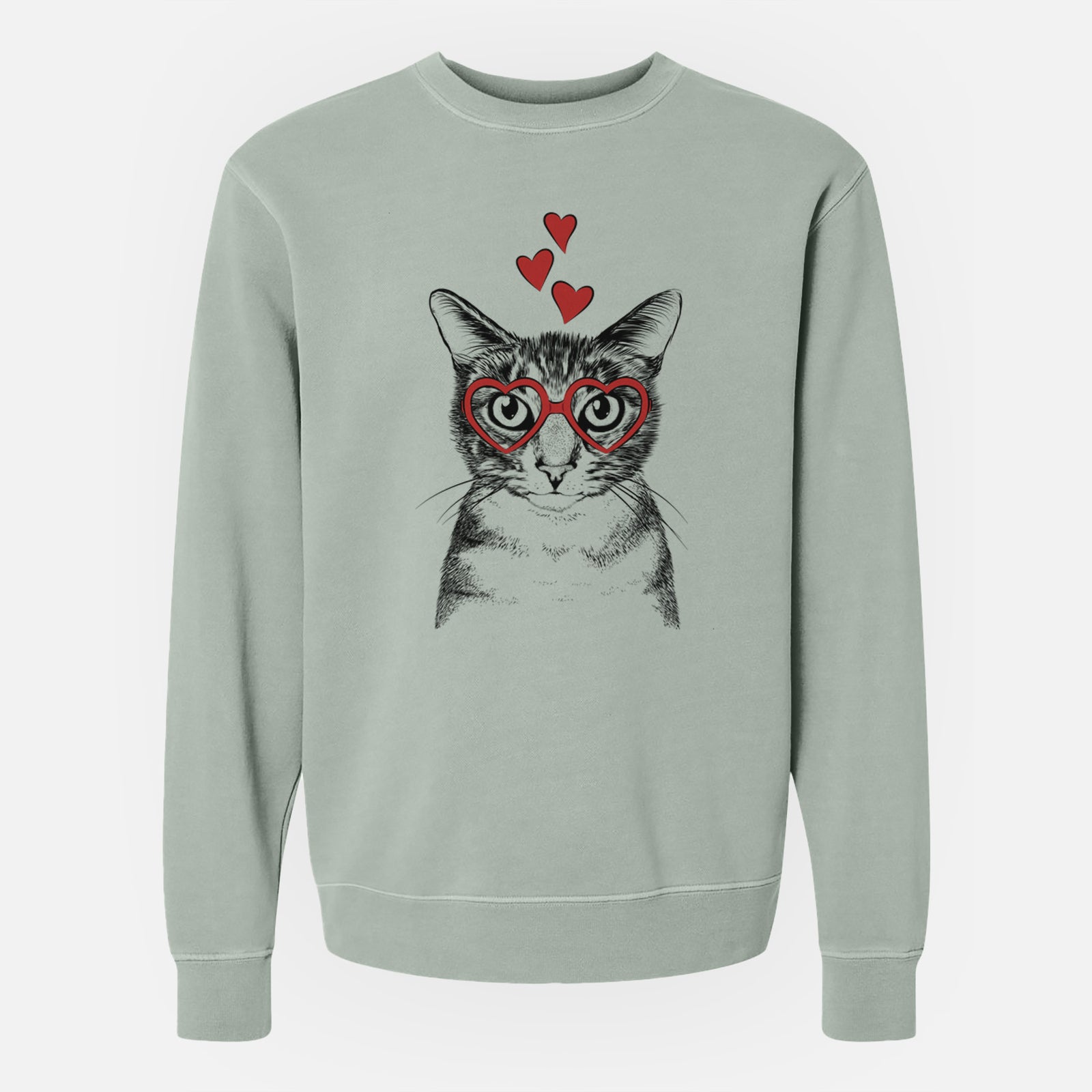 Valentine Hobbes the Tabby Cat - Unisex Pigment Dyed Crew Sweatshirt