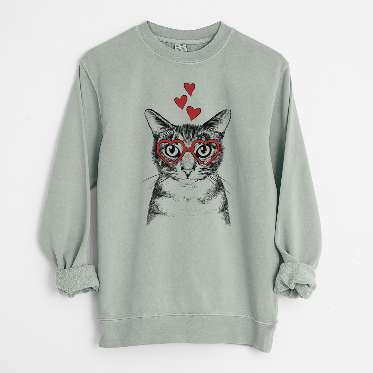 Valentine Hobbes the Tabby Cat - Unisex Pigment Dyed Crew Sweatshirt