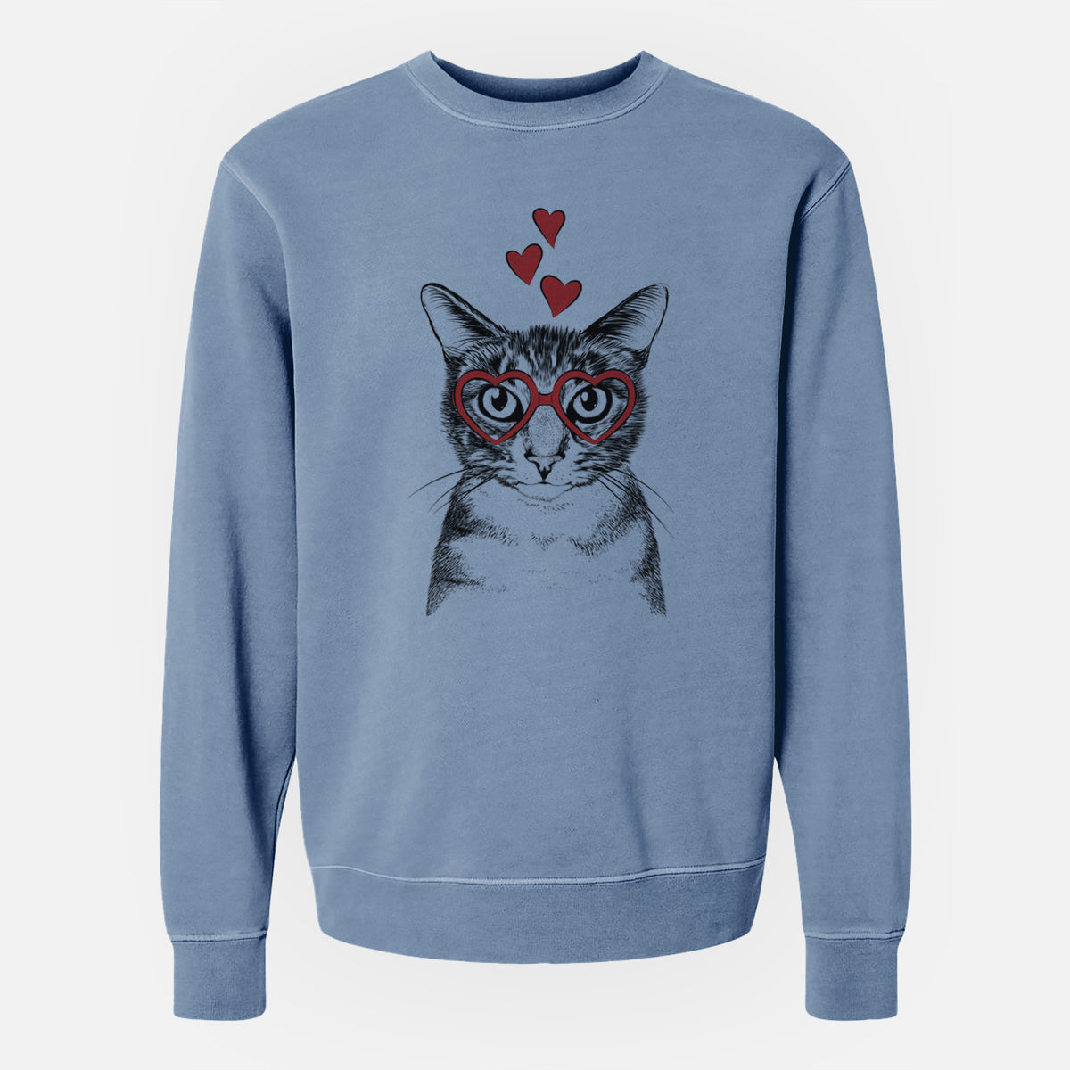 Valentine Hobbes the Tabby Cat - Unisex Pigment Dyed Crew Sweatshirt