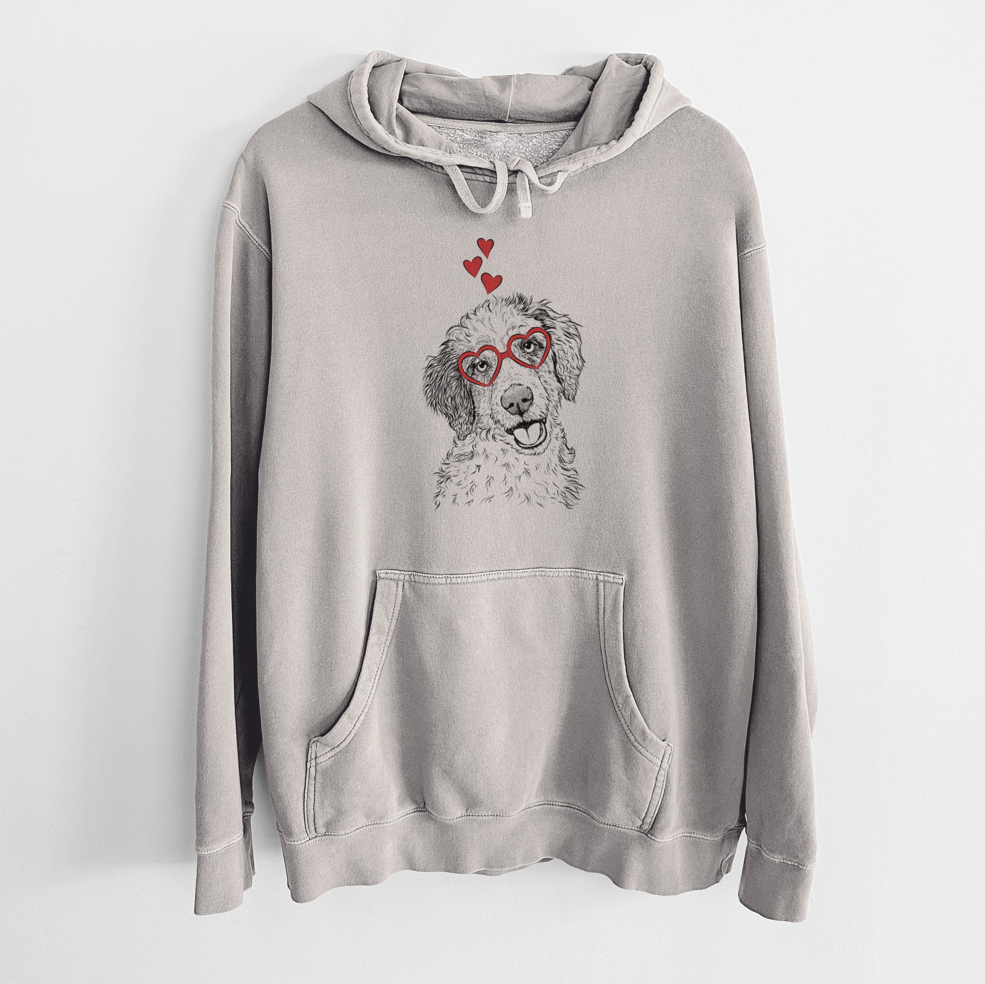 Valentine Hoge the Aussiedoodle - Unisex Pigment Dyed Hoodie