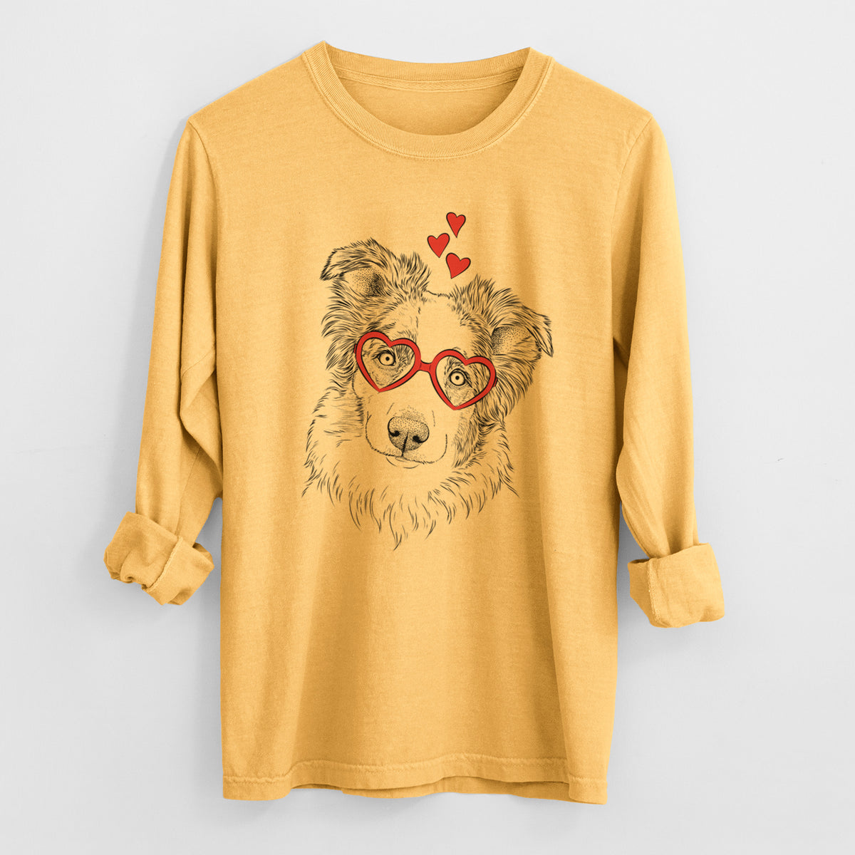 Valentine HoneyBee the Miniature Australian Shepherd - Heavyweight 100% Cotton Long Sleeve