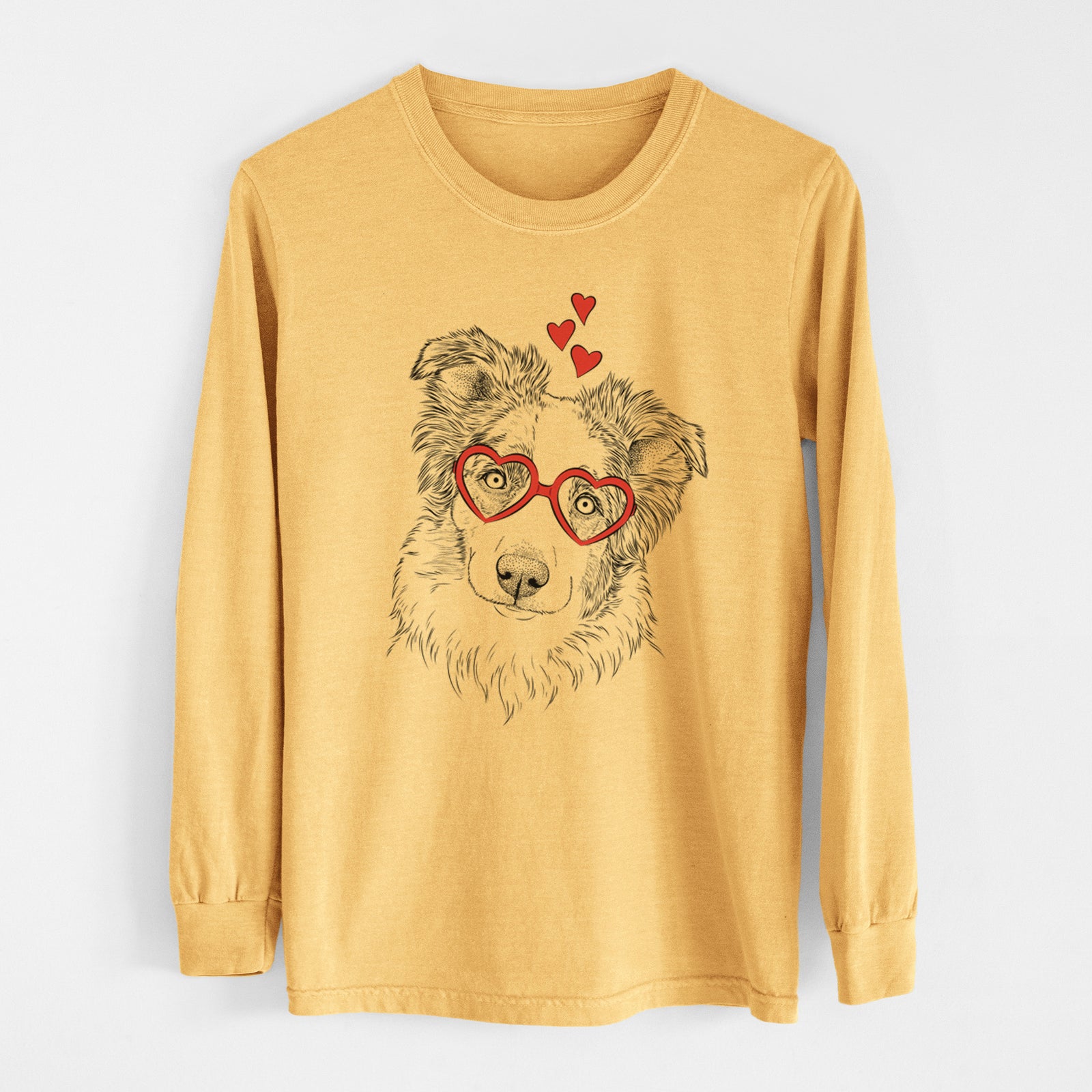 Valentine HoneyBee the Miniature Australian Shepherd - Heavyweight 100% Cotton Long Sleeve