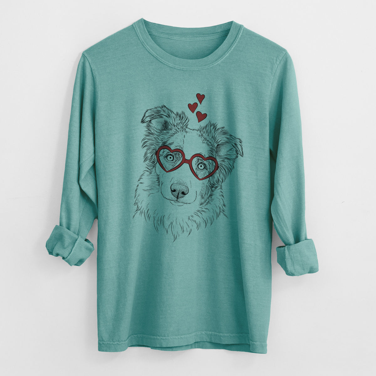 Valentine HoneyBee the Miniature Australian Shepherd - Heavyweight 100% Cotton Long Sleeve