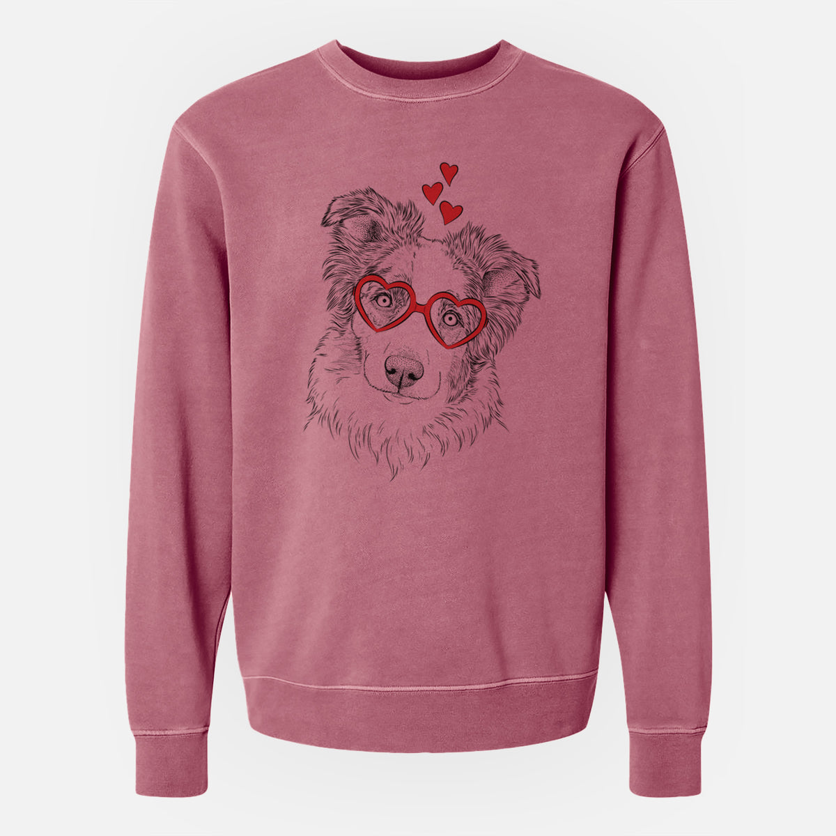 Valentine HoneyBee the Miniature Australian Shepherd - Unisex Pigment Dyed Crew Sweatshirt