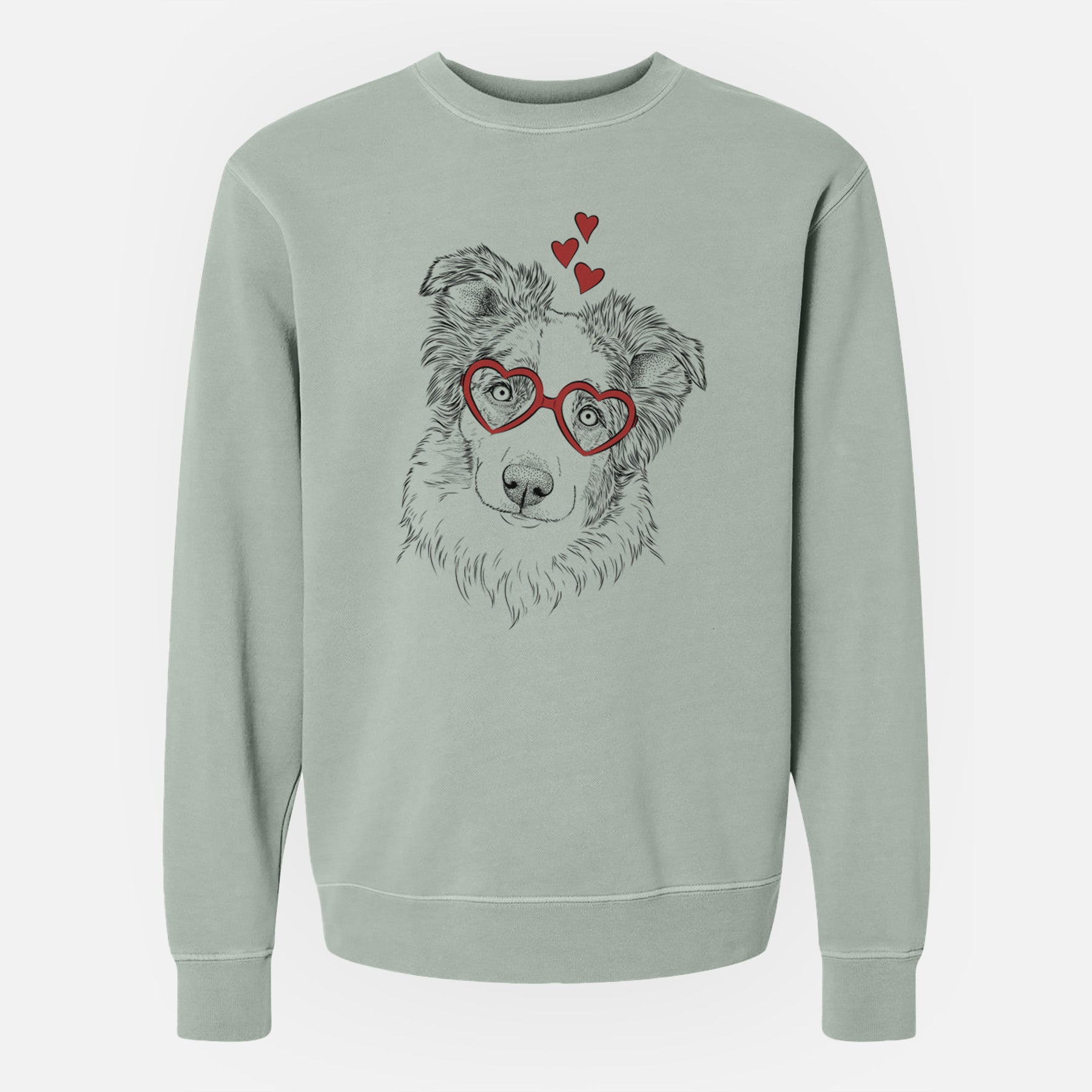 Valentine HoneyBee the Miniature Australian Shepherd - Unisex Pigment Dyed Crew Sweatshirt