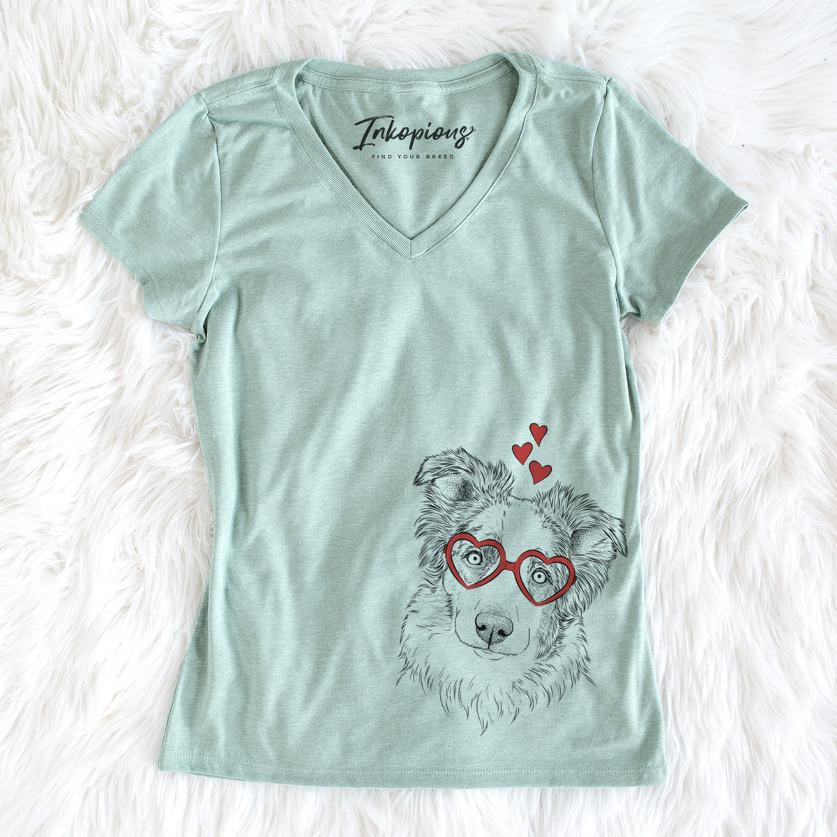 Valentine HoneyBee the Miniature Australian Shepherd - Women&#39;s Perfect V-neck Shirt