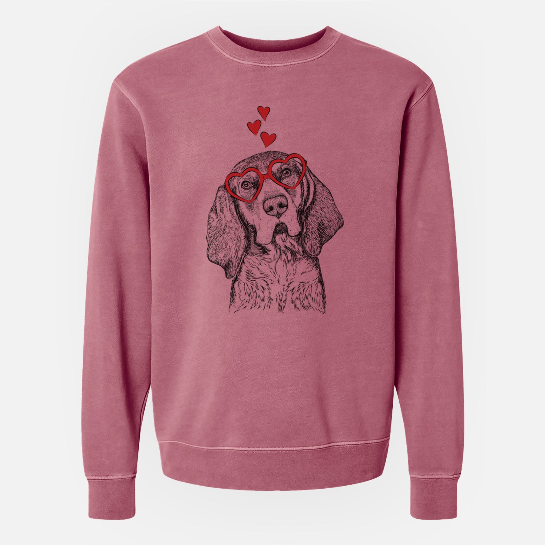 Valentine Huck the Bluetick Coonhound - Unisex Pigment Dyed Crew Sweatshirt