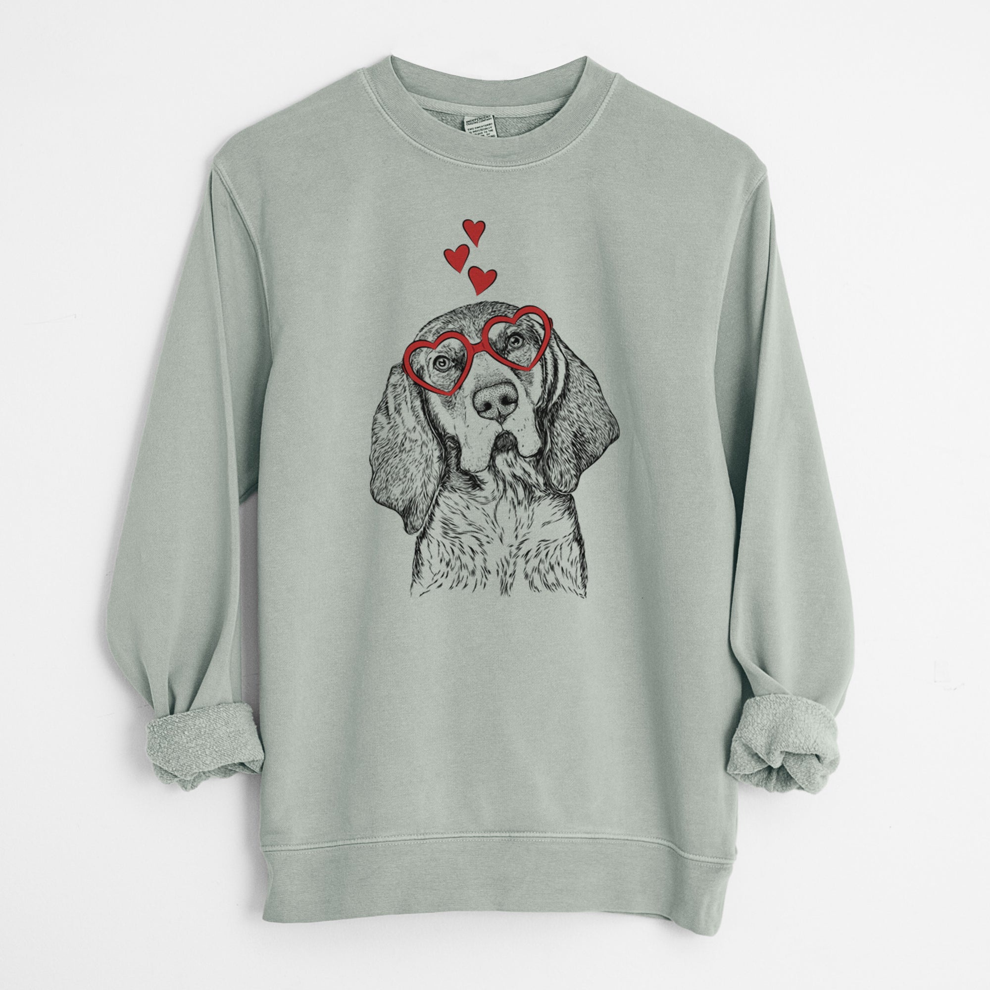 Valentine Huck the Bluetick Coonhound - Unisex Pigment Dyed Crew Sweatshirt