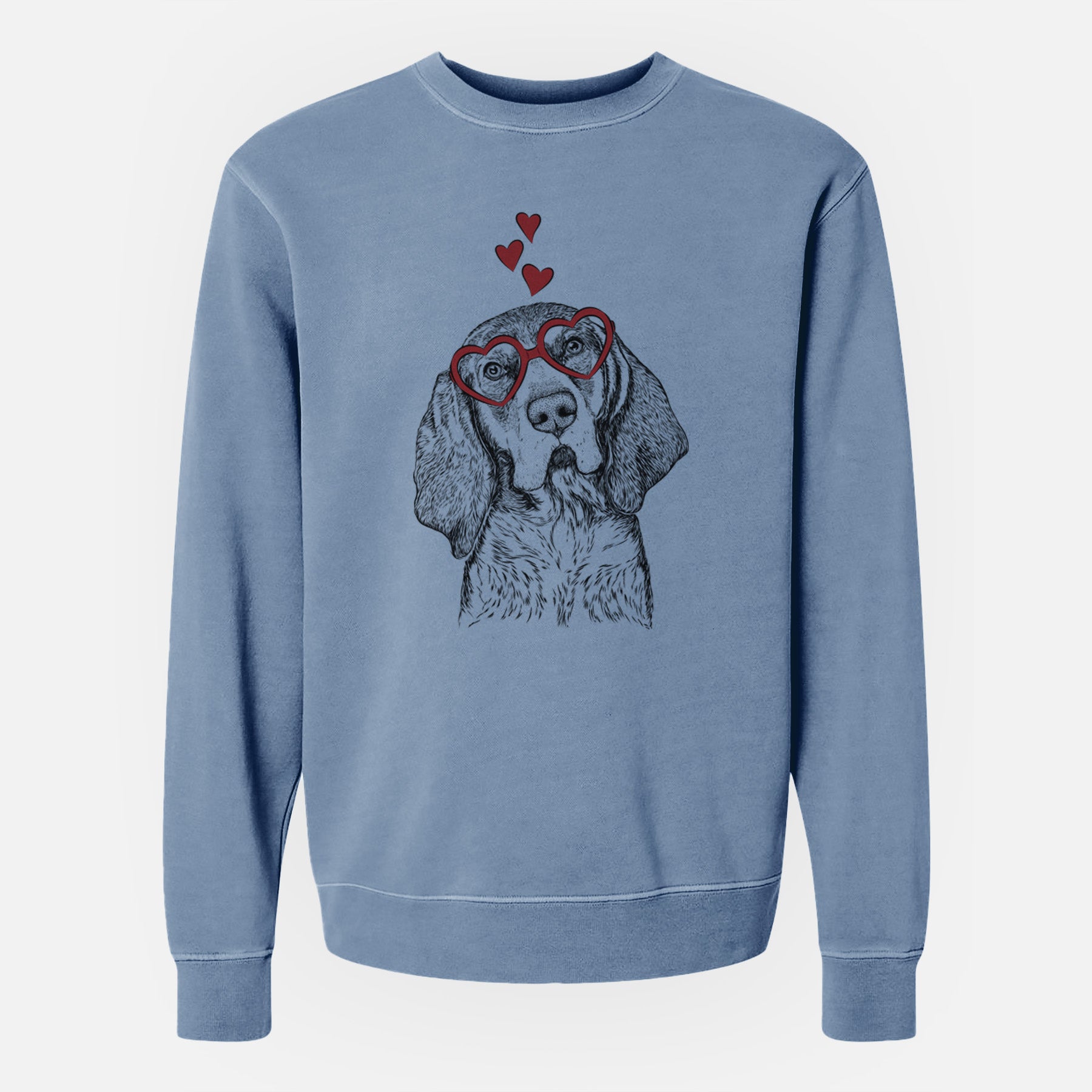 Valentine Huck the Bluetick Coonhound - Unisex Pigment Dyed Crew Sweatshirt