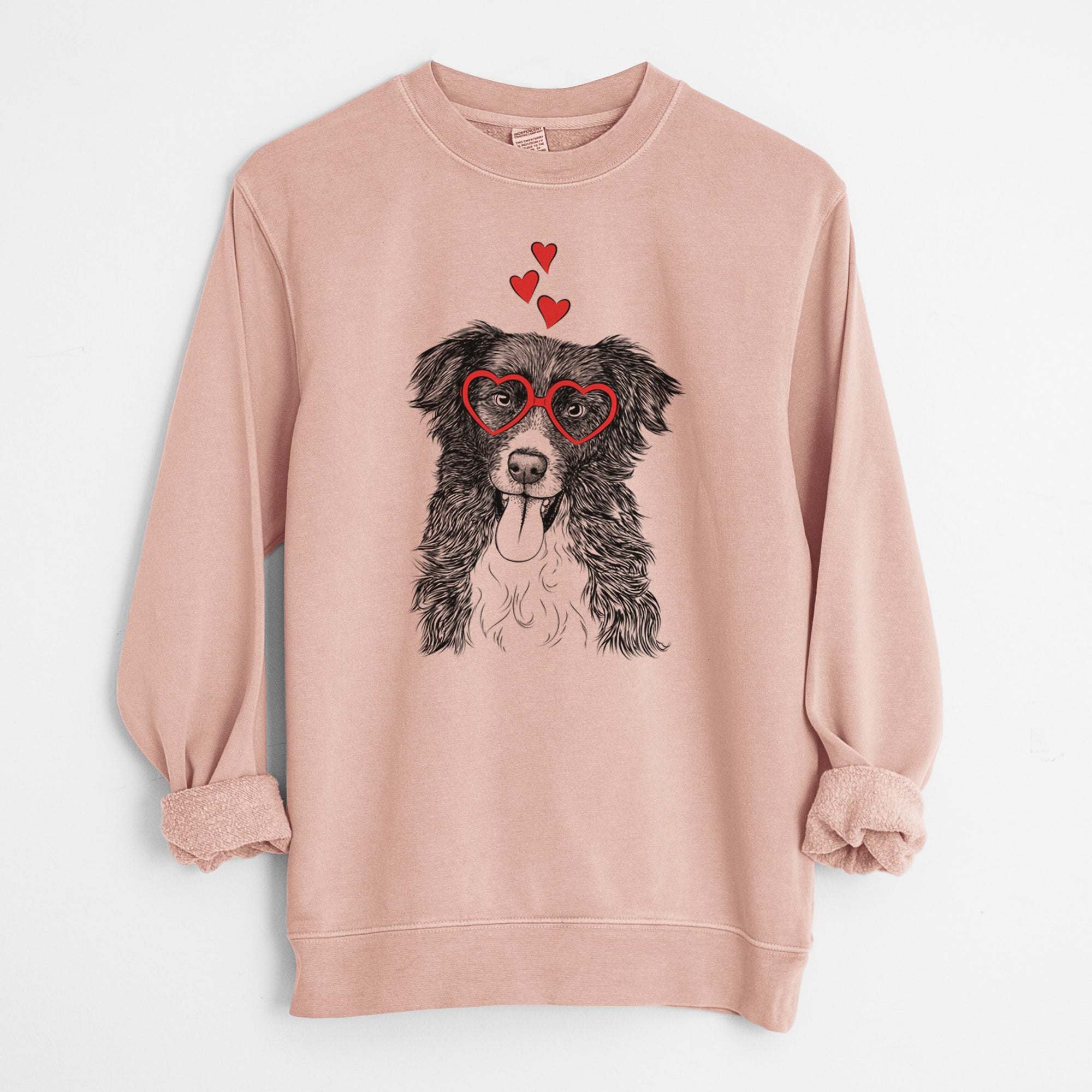 Valentine Indi the Border Collie - Unisex Pigment Dyed Crew Sweatshirt