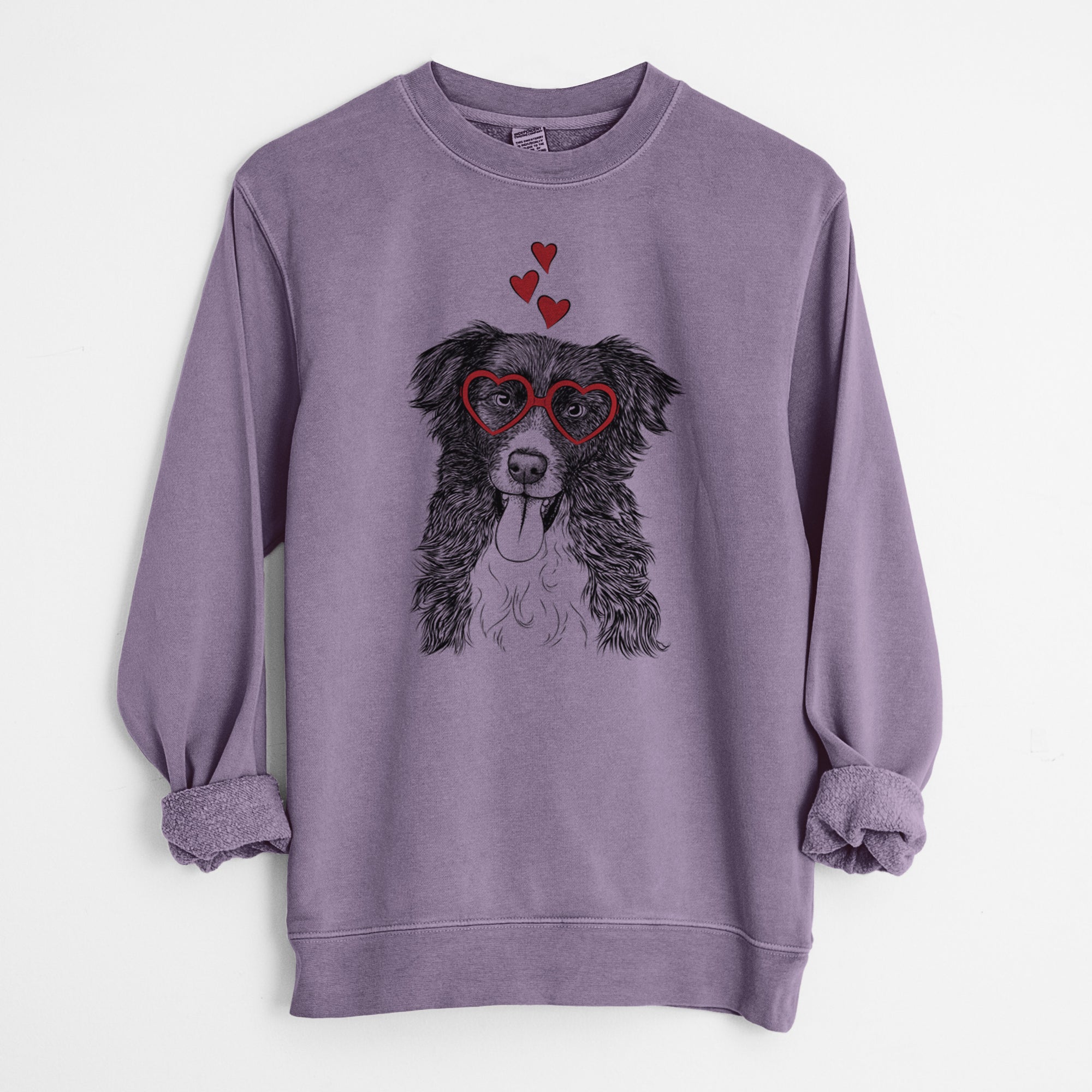 Valentine Indi the Border Collie - Unisex Pigment Dyed Crew Sweatshirt