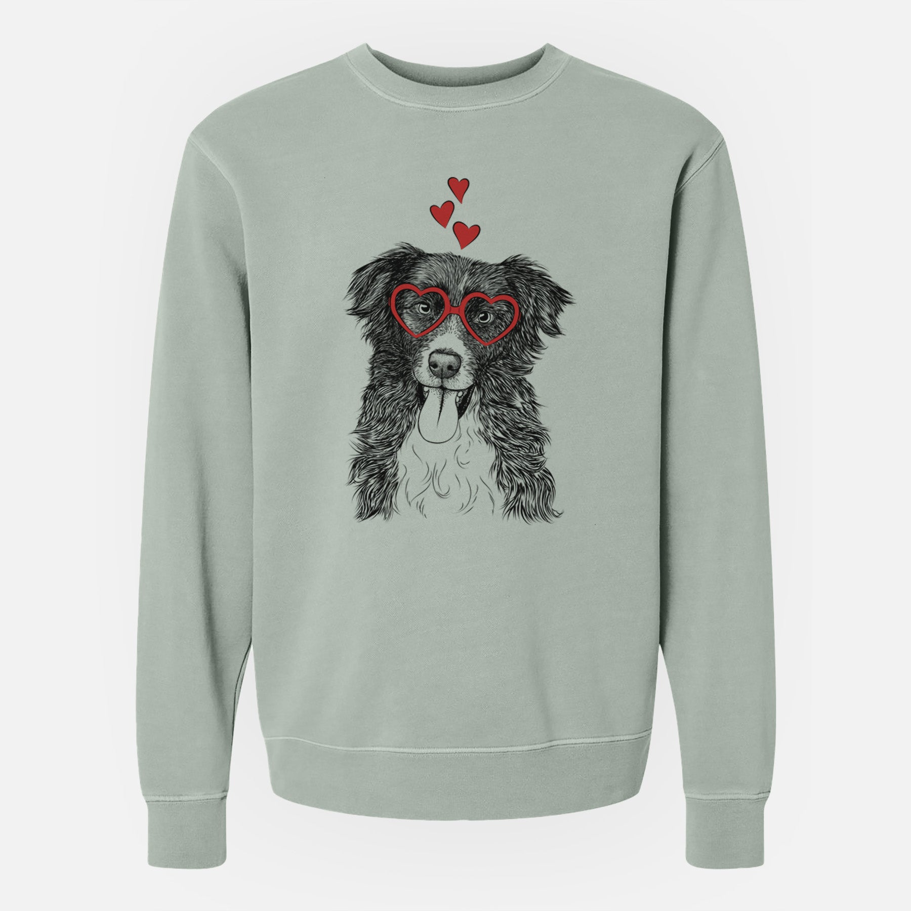 Valentine Indi the Border Collie - Unisex Pigment Dyed Crew Sweatshirt