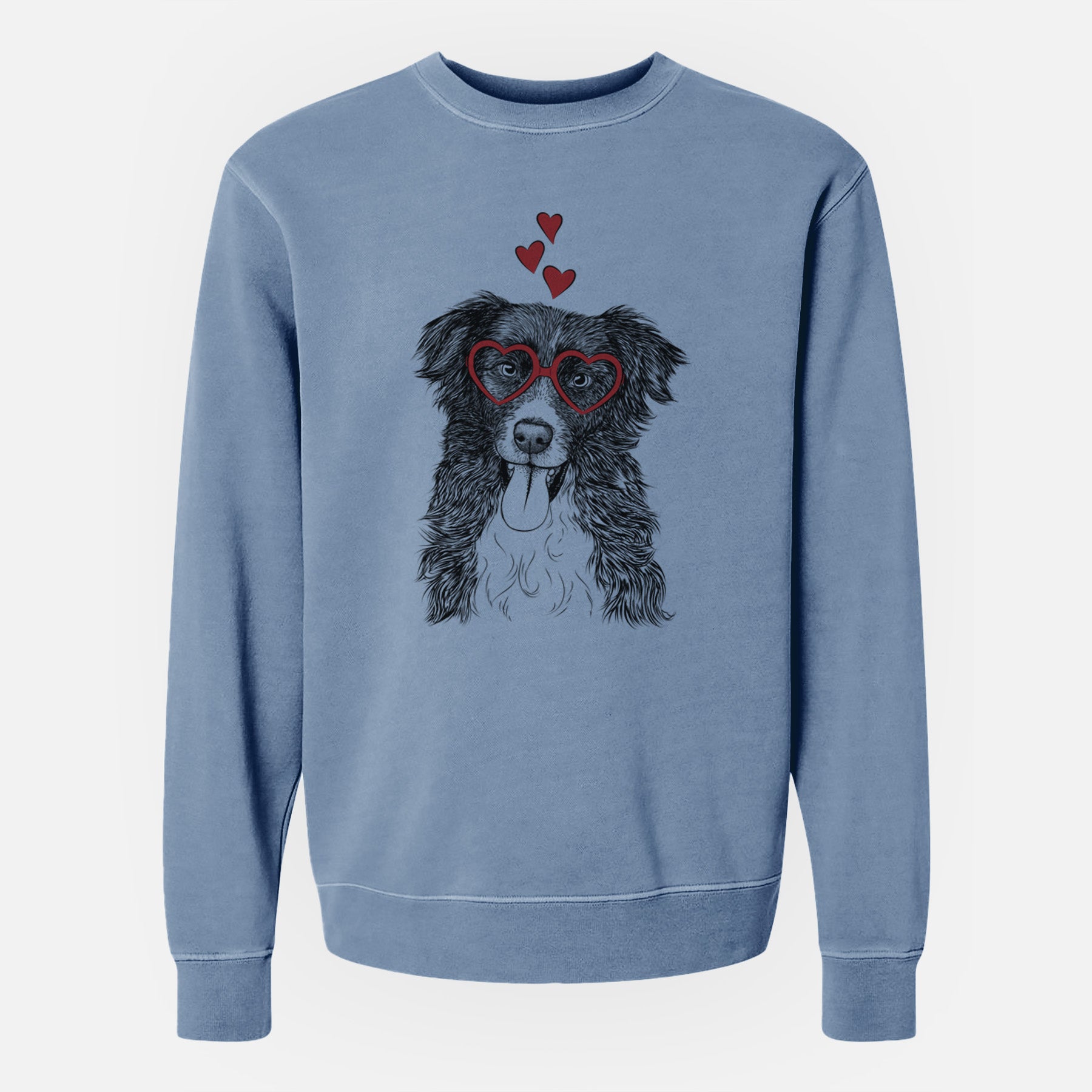 Valentine Indi the Border Collie - Unisex Pigment Dyed Crew Sweatshirt