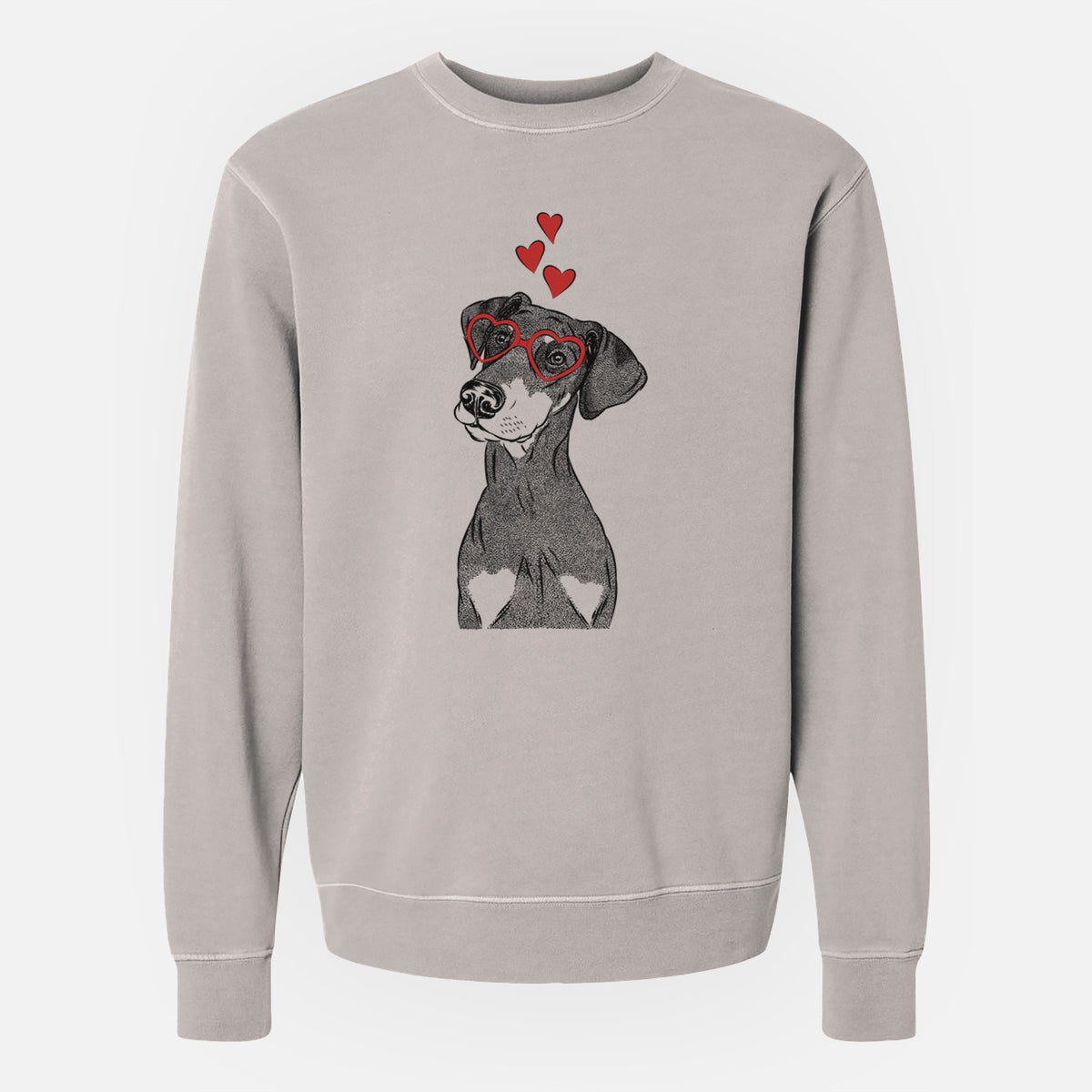 Valentine Iroh the Doberman Pinscher - Unisex Pigment Dyed Crew Sweatshirt