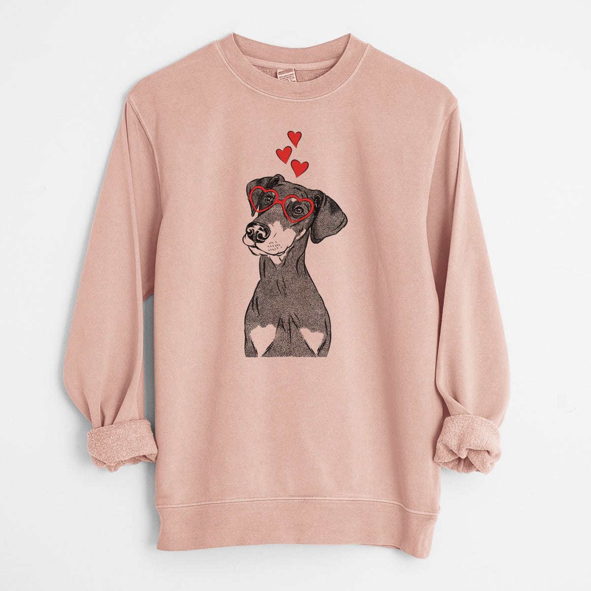 Valentine Iroh the Doberman Pinscher - Unisex Pigment Dyed Crew Sweatshirt