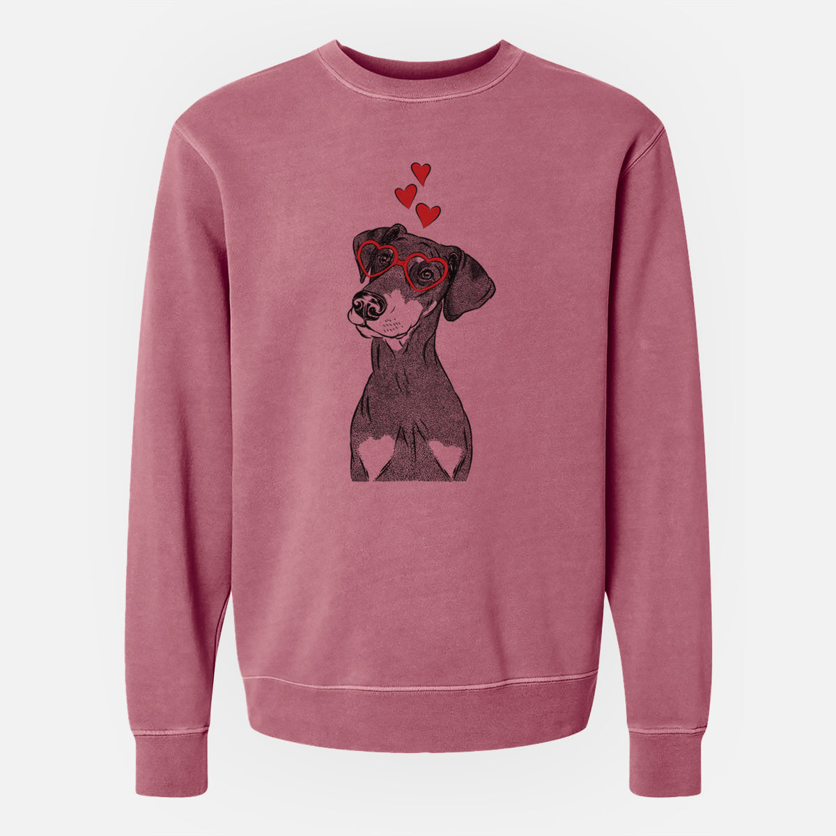 Valentine Iroh the Doberman Pinscher - Unisex Pigment Dyed Crew Sweatshirt