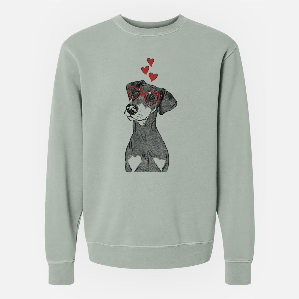 Valentine Iroh the Doberman Pinscher - Unisex Pigment Dyed Crew Sweatshirt