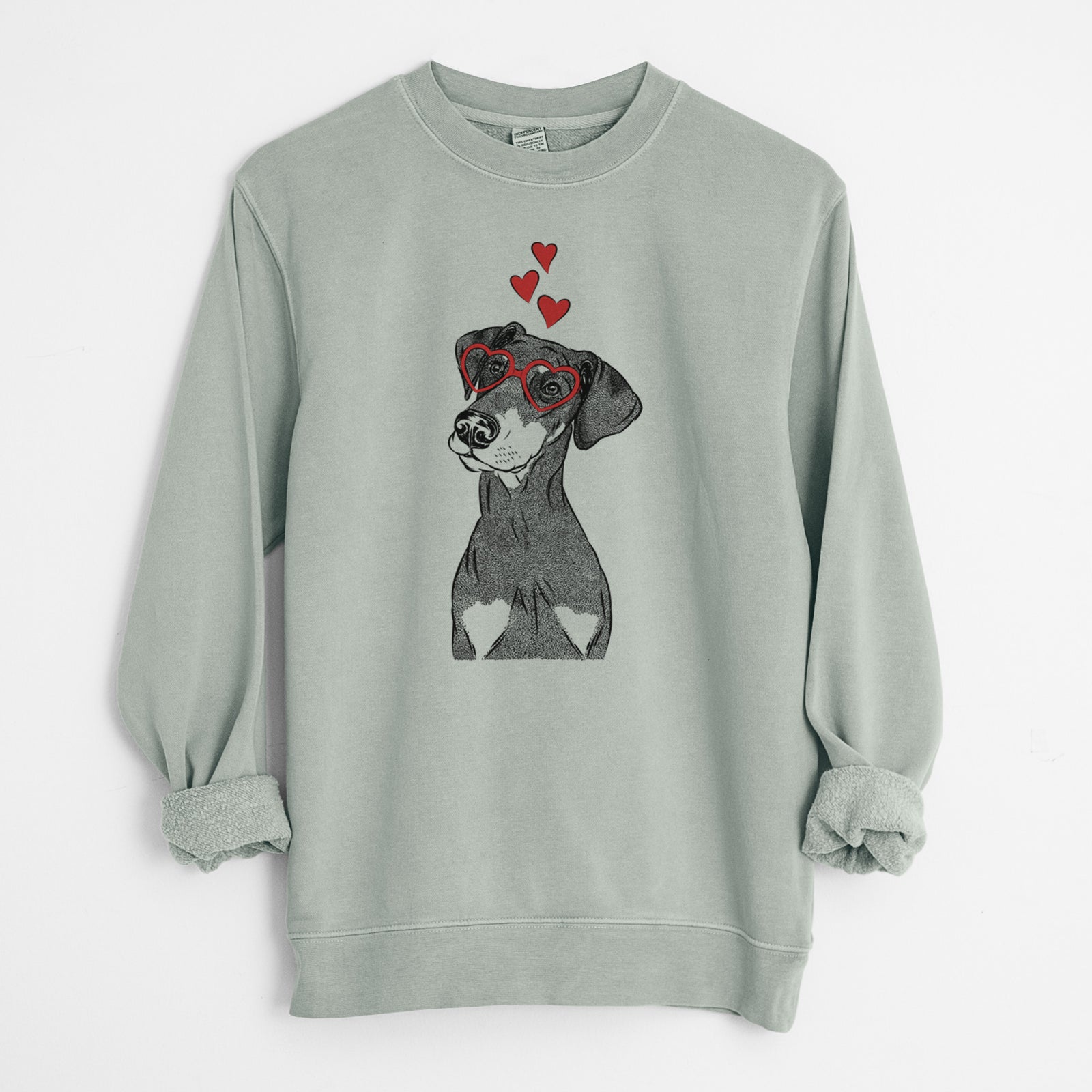 Valentine Iroh the Doberman Pinscher - Unisex Pigment Dyed Crew Sweatshirt