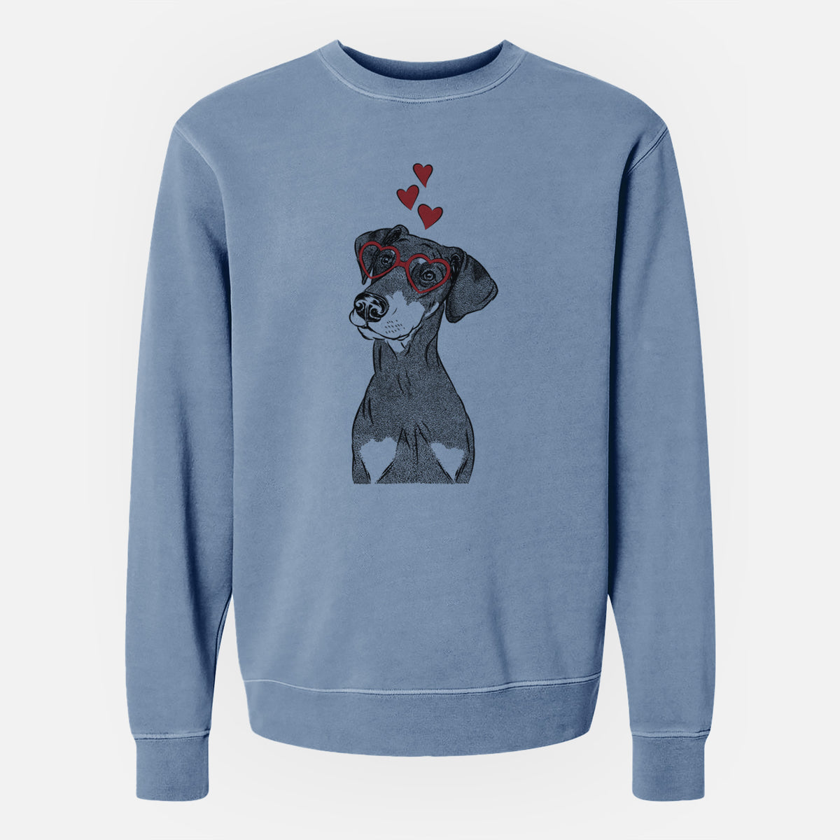 Valentine Iroh the Doberman Pinscher - Unisex Pigment Dyed Crew Sweatshirt