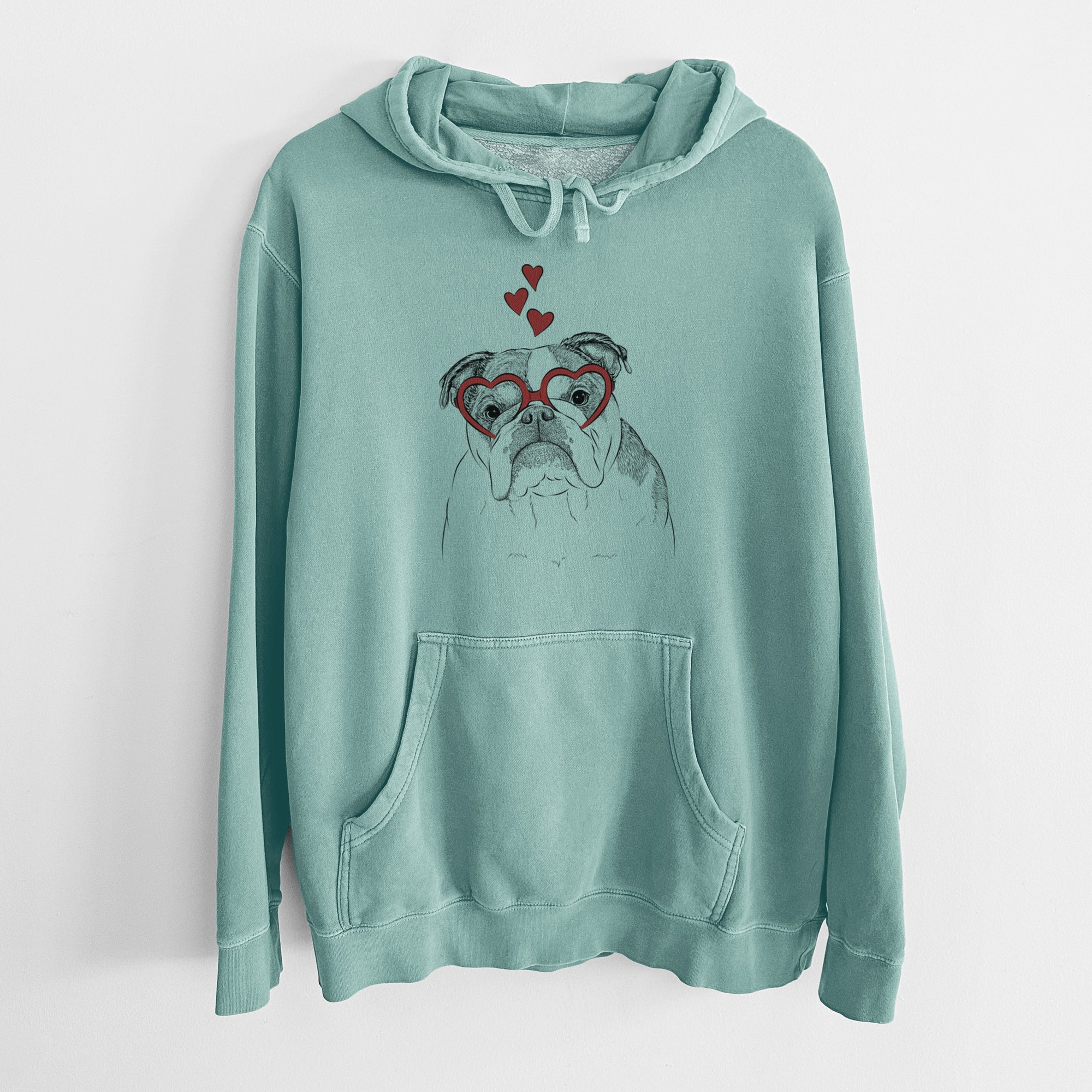 Valentine Jack the English Bulldog - Unisex Pigment Dyed Hoodie