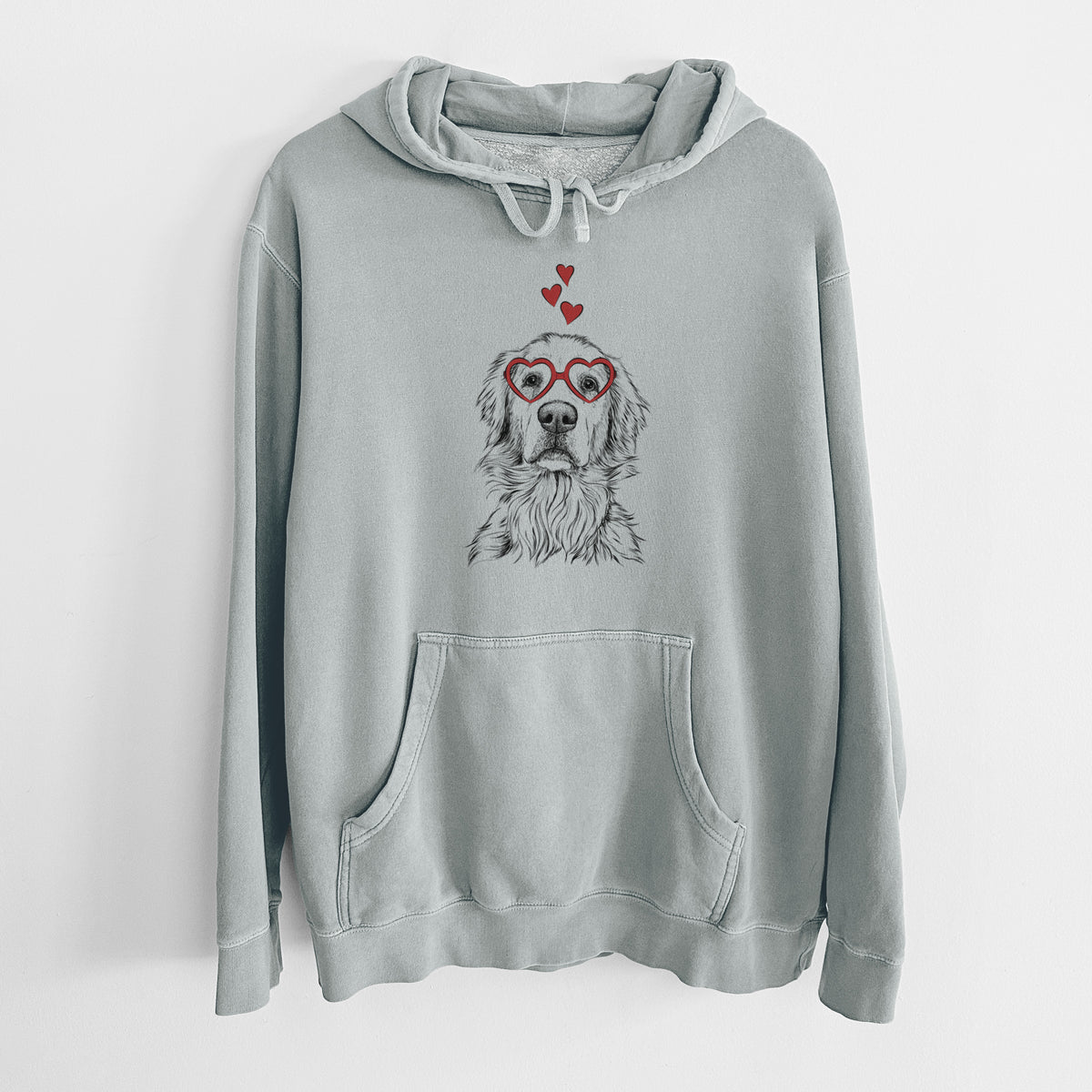 Valentine Jake aroni the Golden Retriever - Unisex Pigment Dyed Hoodie