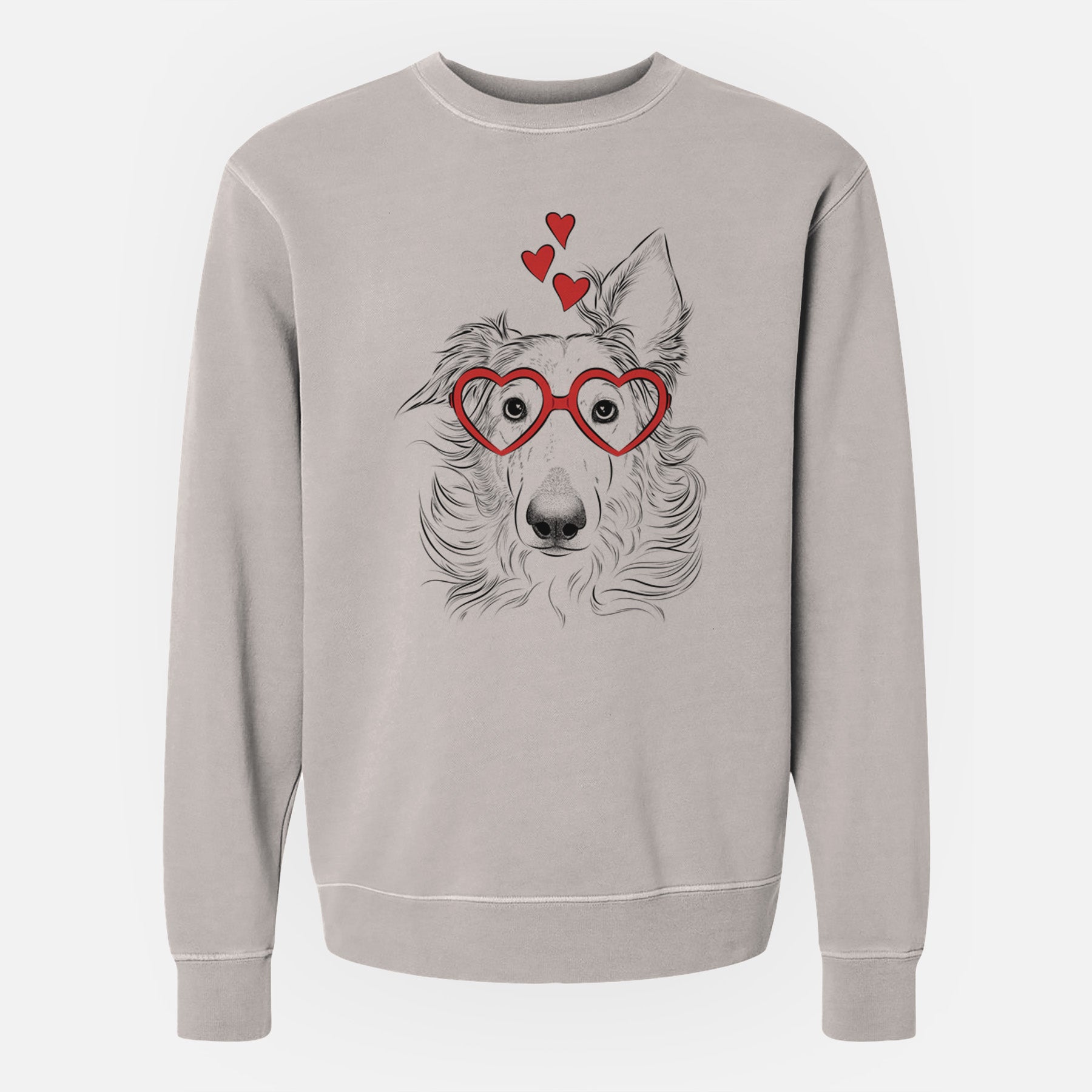 Valentine Jasha the Borzoi - Unisex Pigment Dyed Crew Sweatshirt