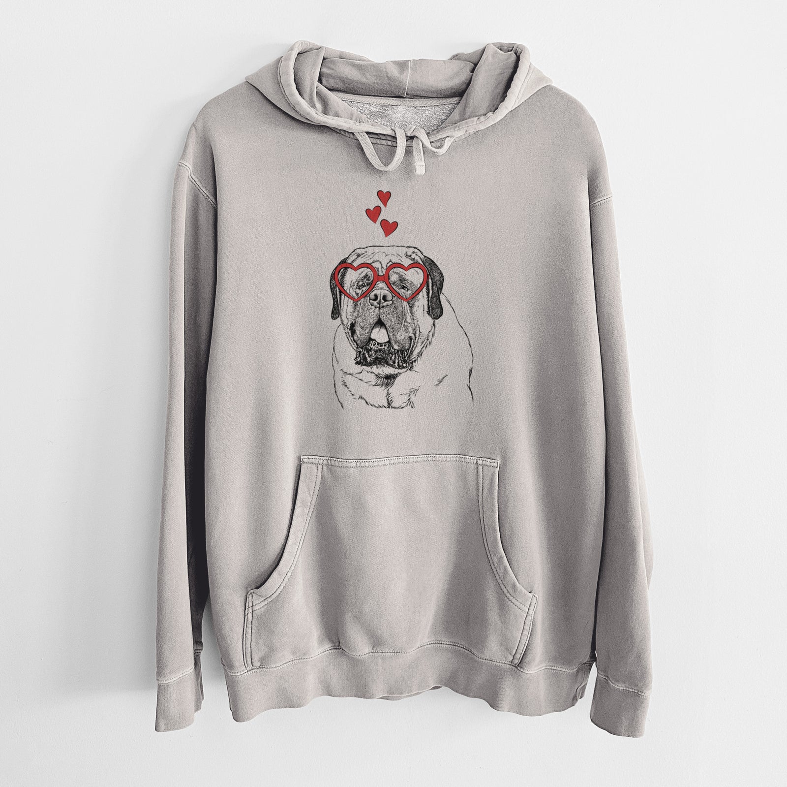 Valentine Jed the English Mastiff - Unisex Pigment Dyed Hoodie