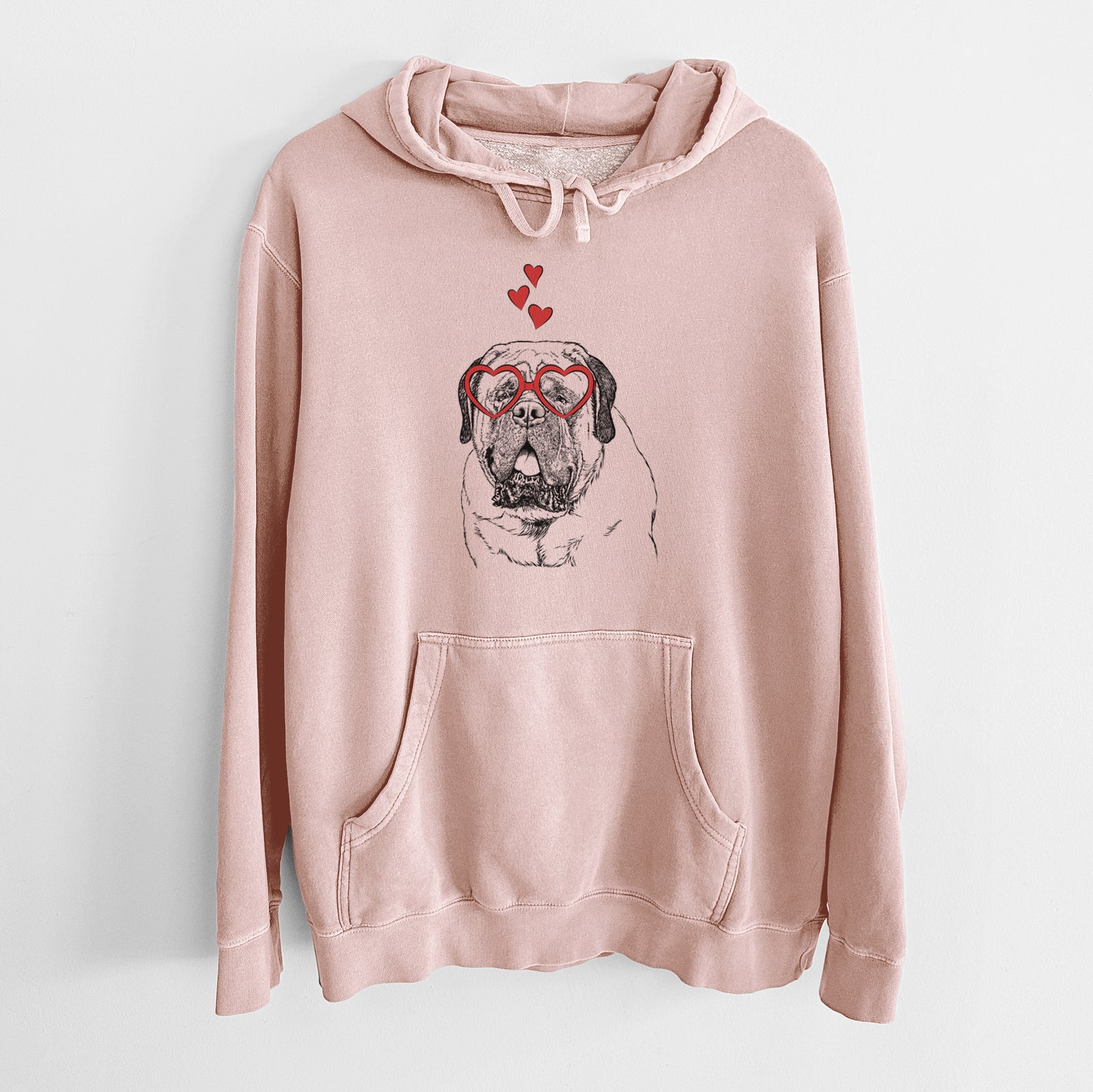 Valentine Jed the English Mastiff - Unisex Pigment Dyed Hoodie
