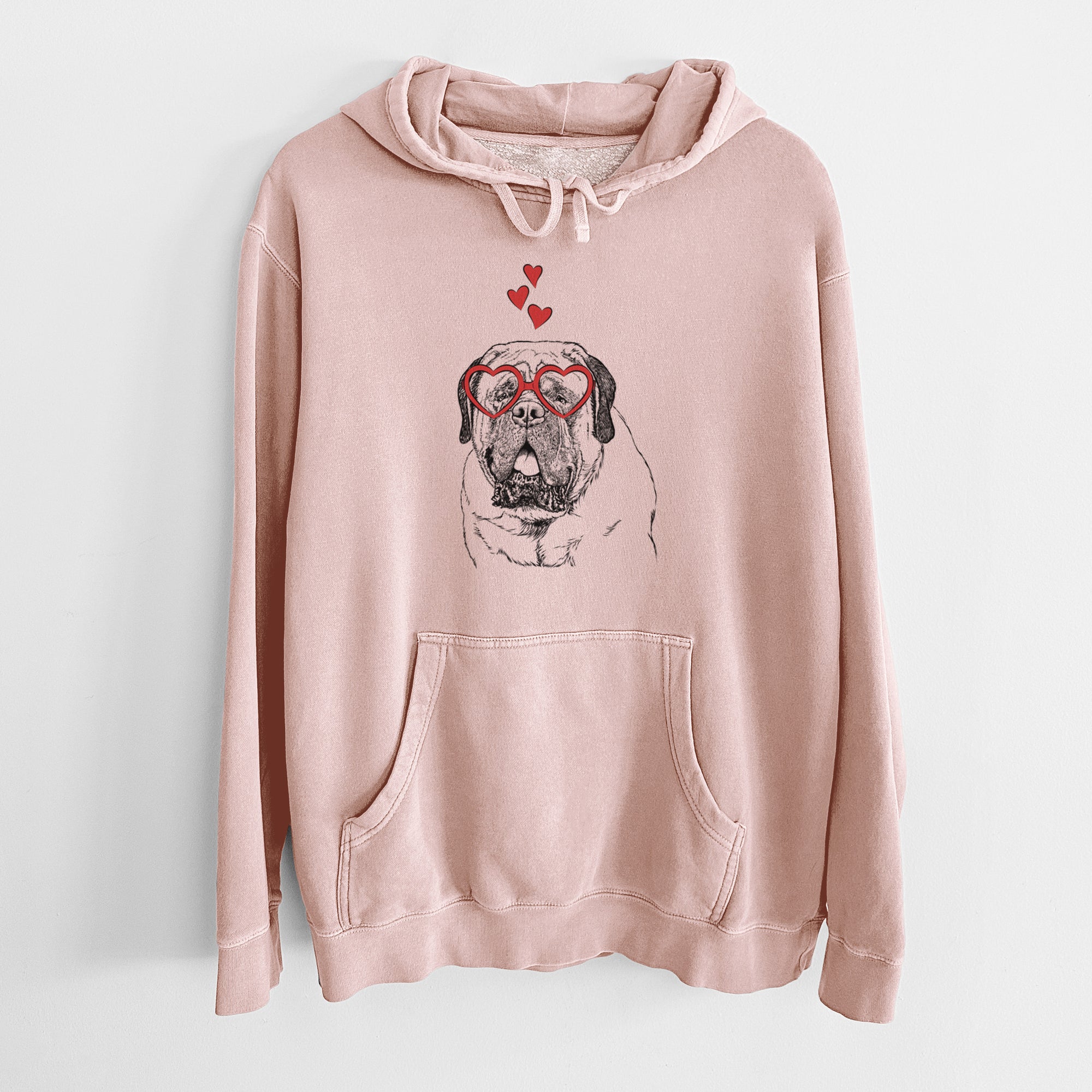 Valentine Jed the English Mastiff - Unisex Pigment Dyed Hoodie