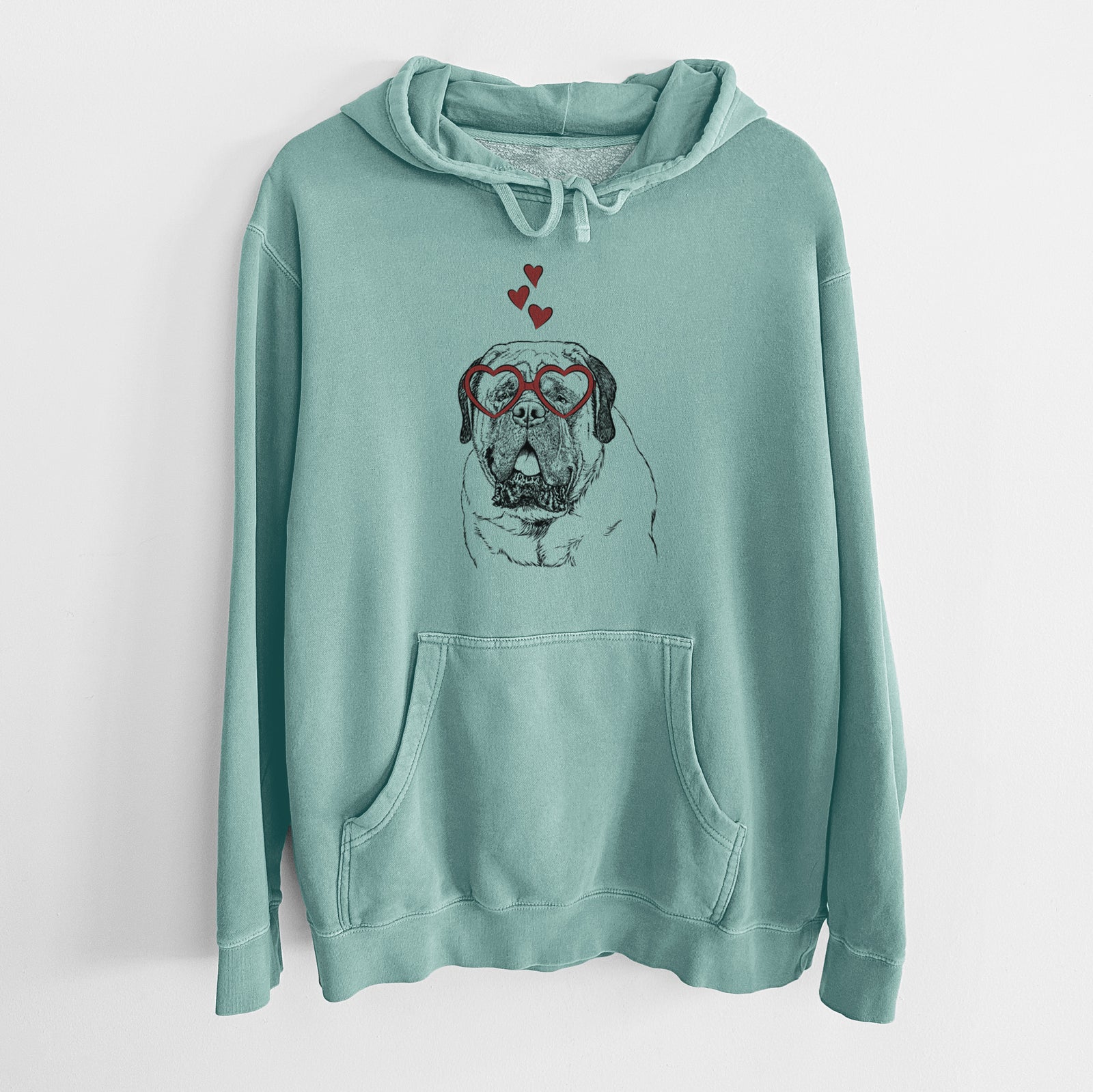 Valentine Jed the English Mastiff - Unisex Pigment Dyed Hoodie