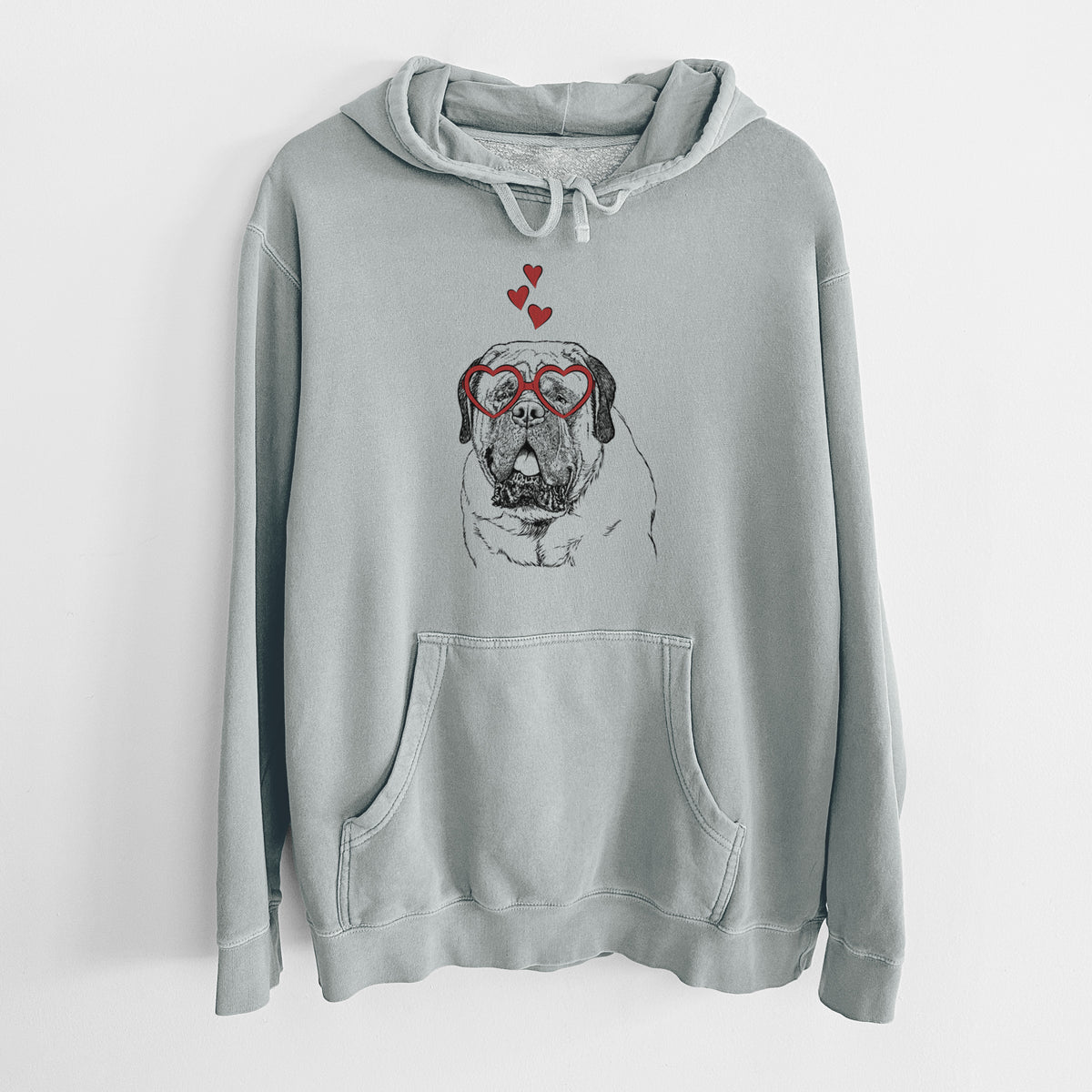 Valentine Jed the English Mastiff - Unisex Pigment Dyed Hoodie
