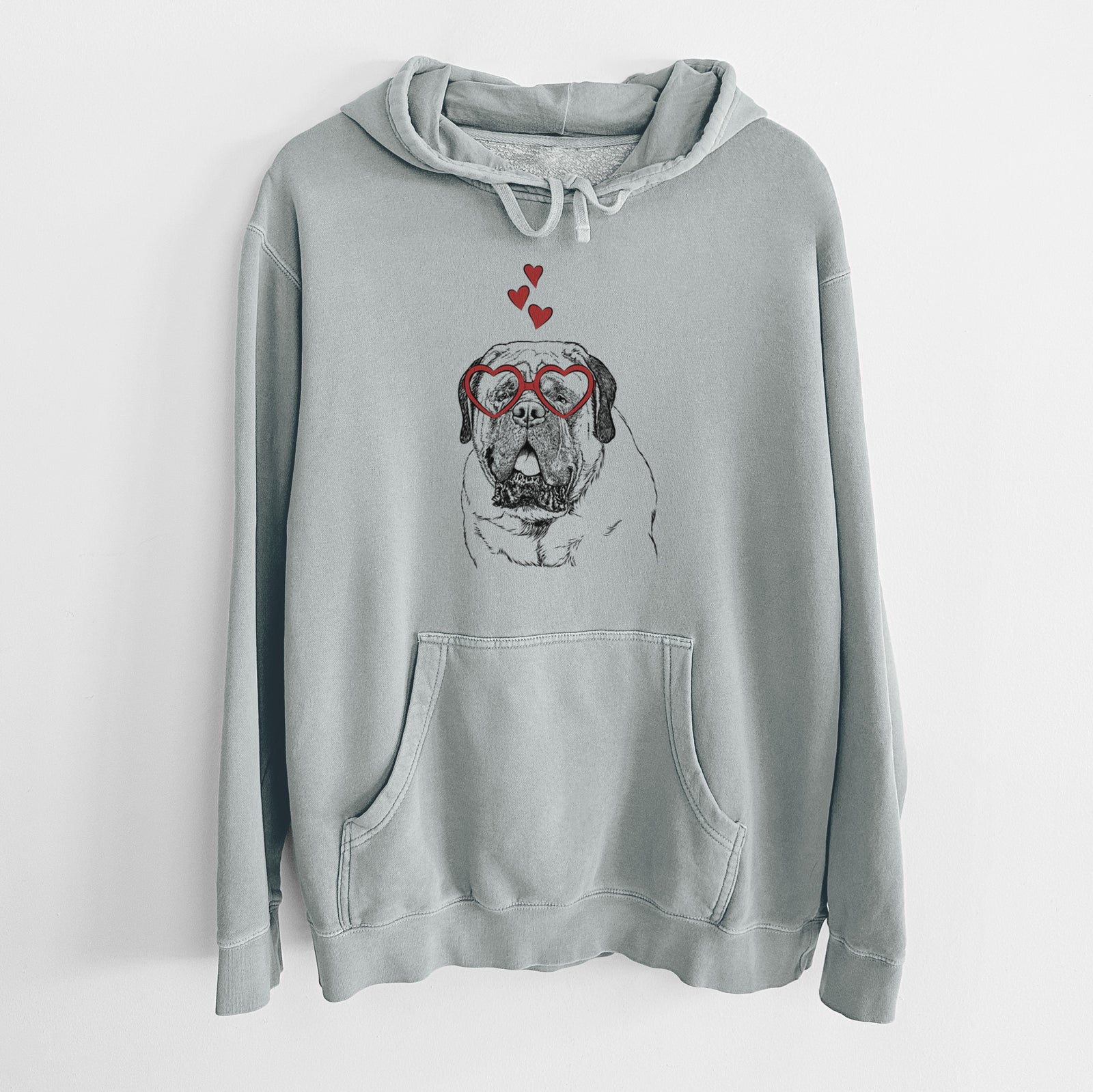 Valentine Jed the English Mastiff - Unisex Pigment Dyed Hoodie