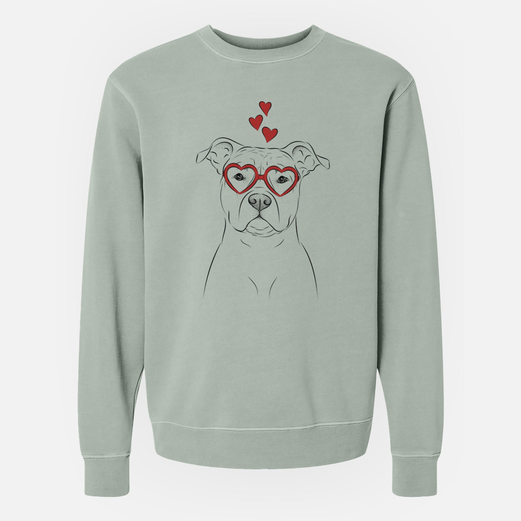 Valentine Jethro the American Staffordshire Terrier - Unisex Pigment Dyed Crew Sweatshirt