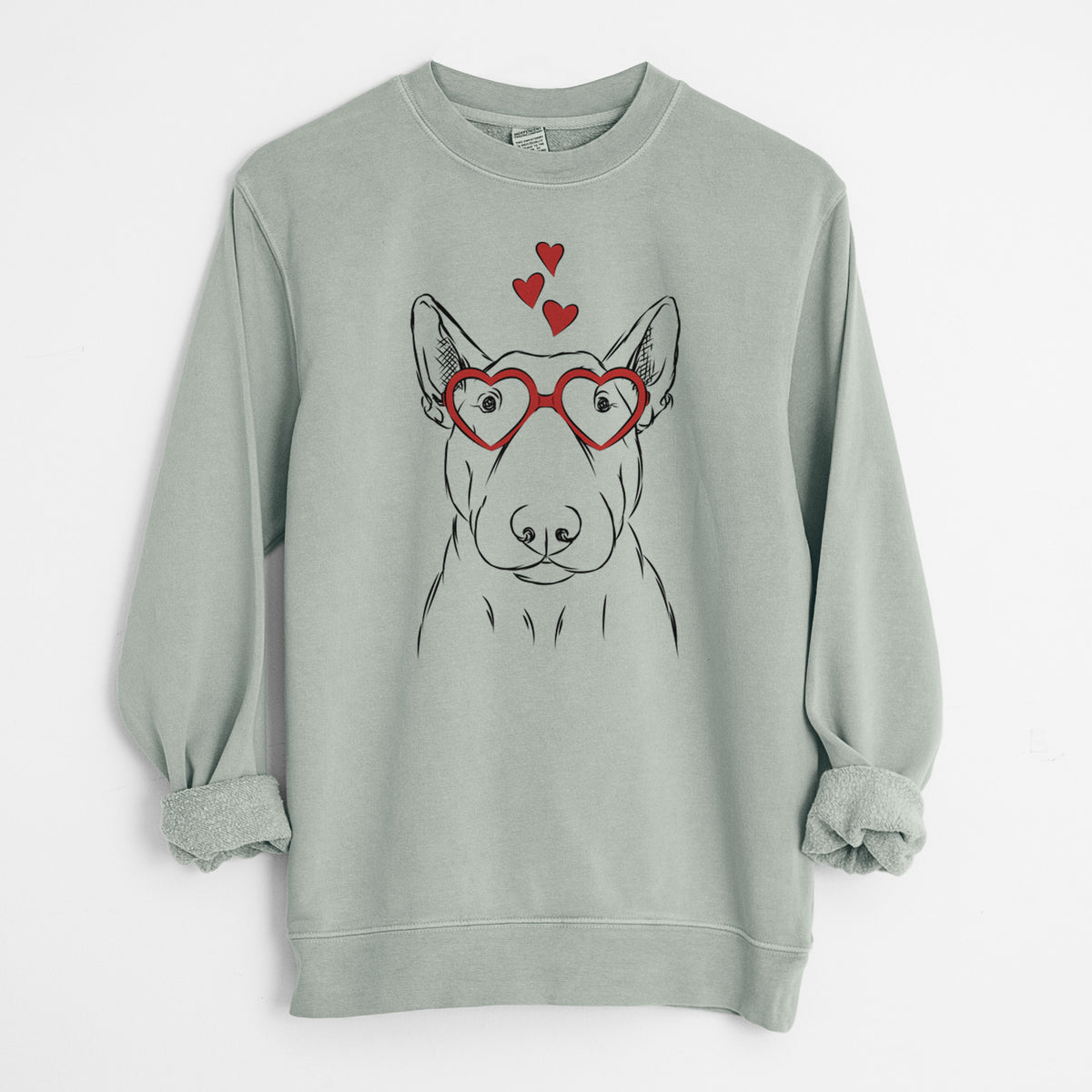 Valentine Jett the Bull Terrier - Unisex Pigment Dyed Crew Sweatshirt