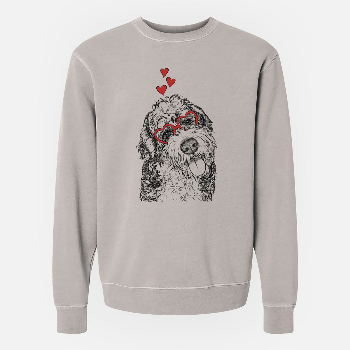 Valentine Kaci the Bernedoodle - Unisex Pigment Dyed Crew Sweatshirt