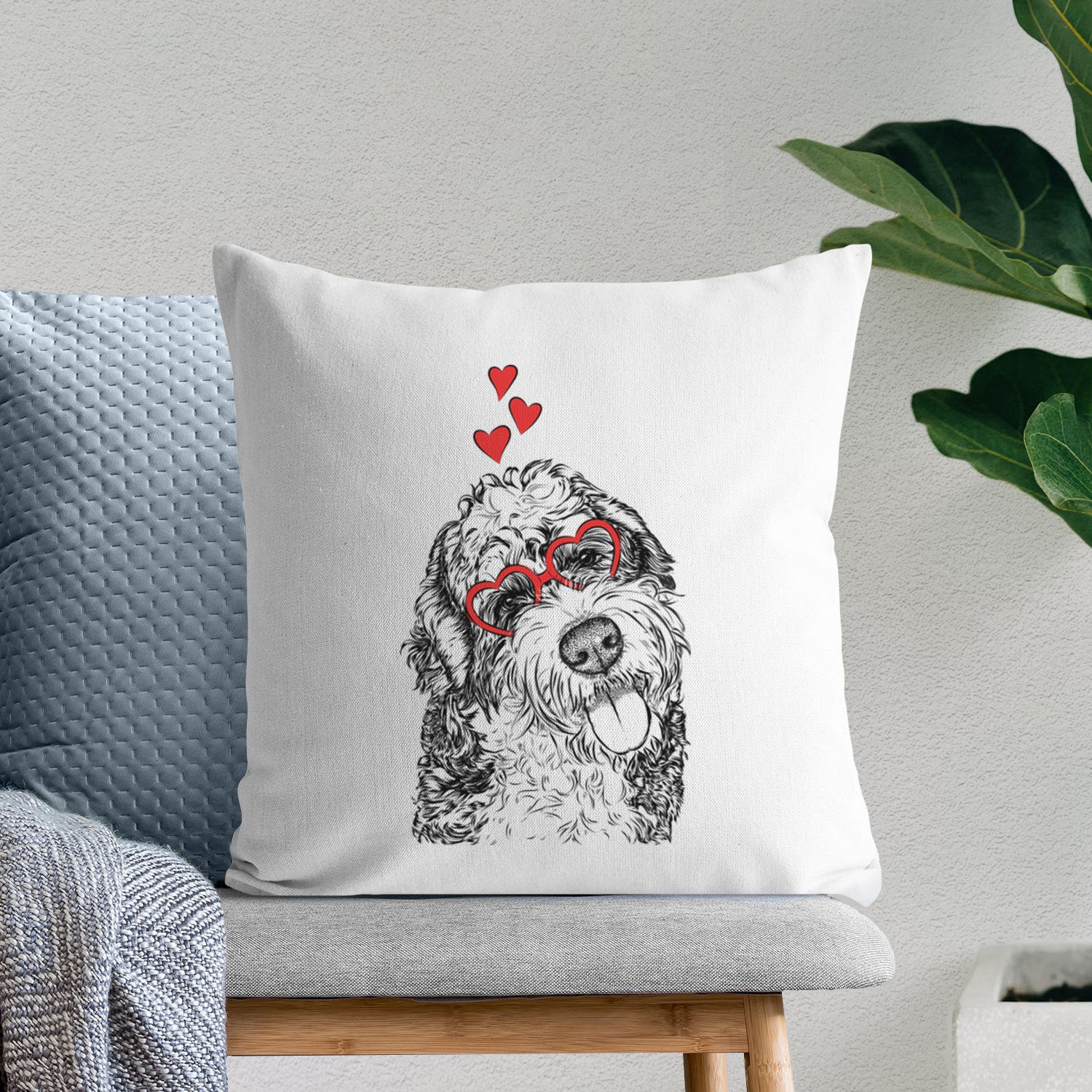 Kaci the Bernedoodle - Throw Pillow Cover