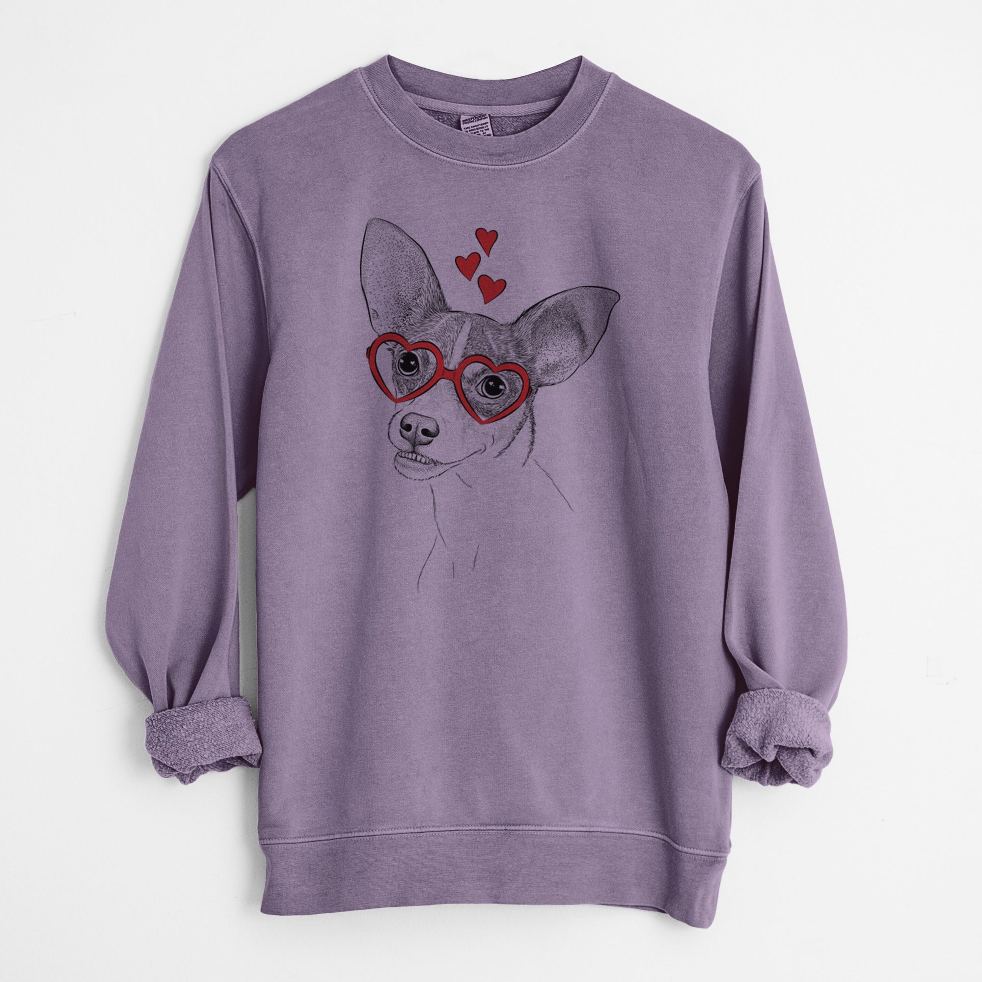 Valentine Kailani the Chihuahua Mix - Unisex Pigment Dyed Crew Sweatshirt