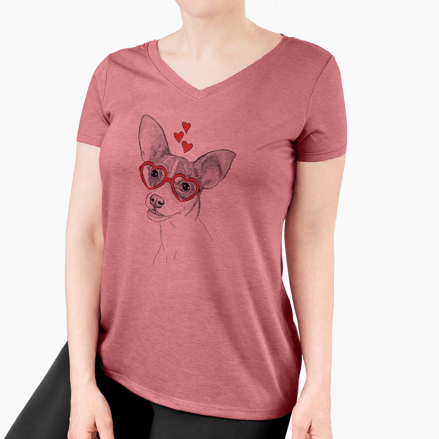 Valentine Kailani the Chihuahua Mix - Women's Perfect V-neck Shirt