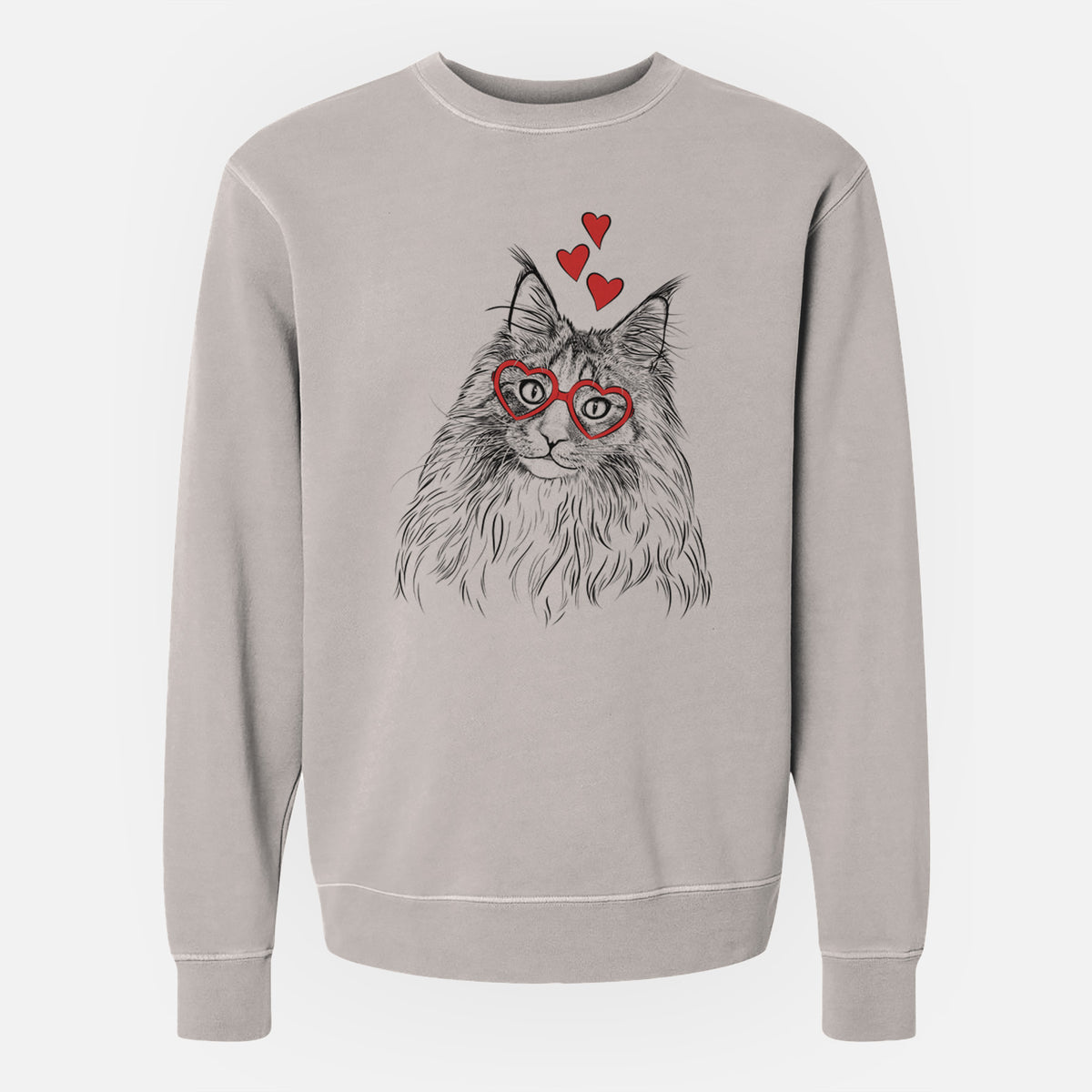 Valentine Kiki the Maine Coon Cat - Unisex Pigment Dyed Crew Sweatshirt