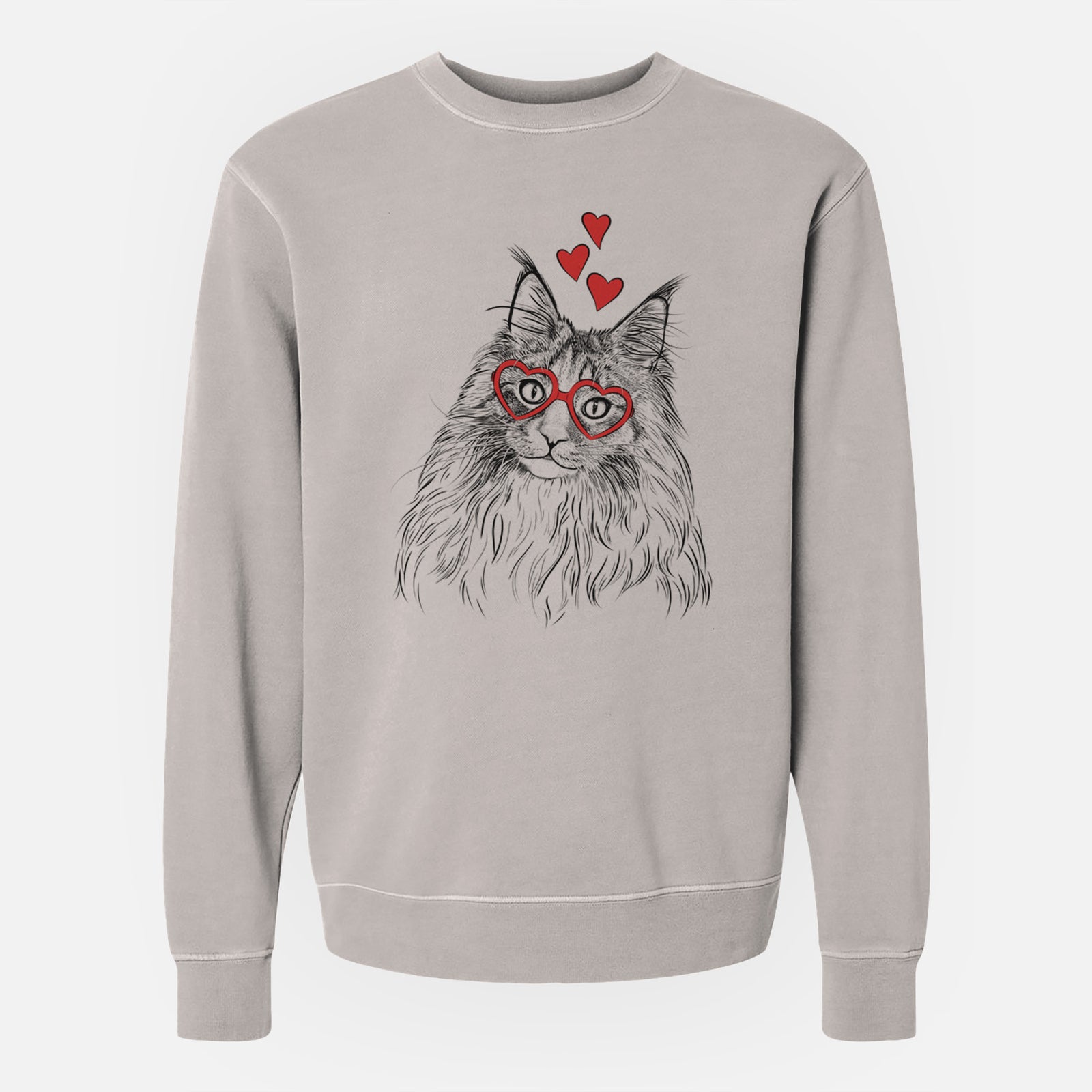 Valentine Kiki the Maine Coon Cat - Unisex Pigment Dyed Crew Sweatshirt