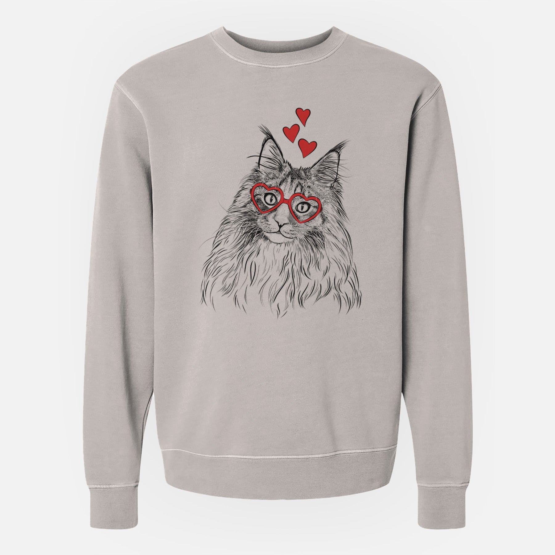 Valentine Kiki the Maine Coon Cat - Unisex Pigment Dyed Crew Sweatshirt