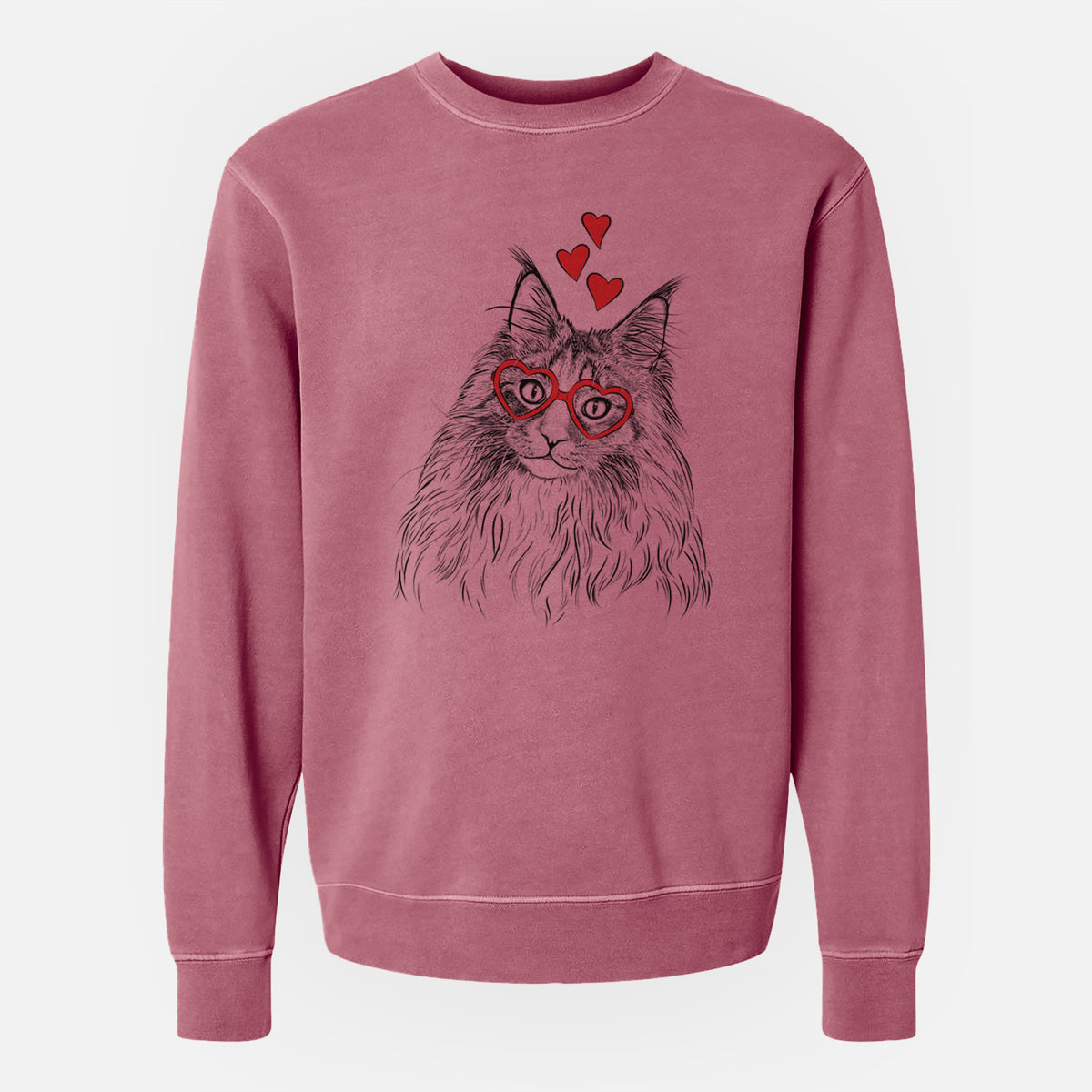 Valentine Kiki the Maine Coon Cat - Unisex Pigment Dyed Crew Sweatshirt